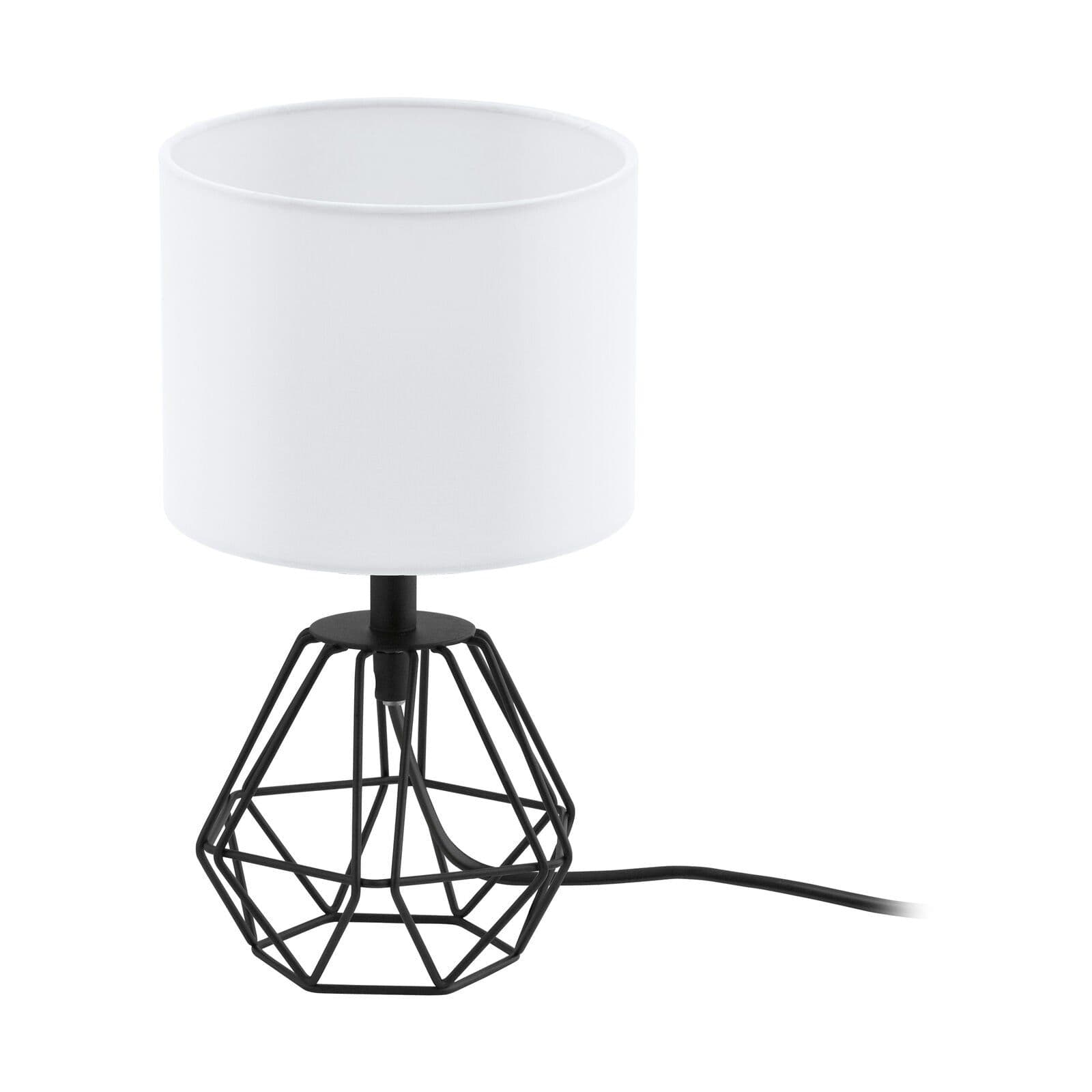 Table Lamp Base Shade White Fabric Line Switch Bulb E14 1x60W