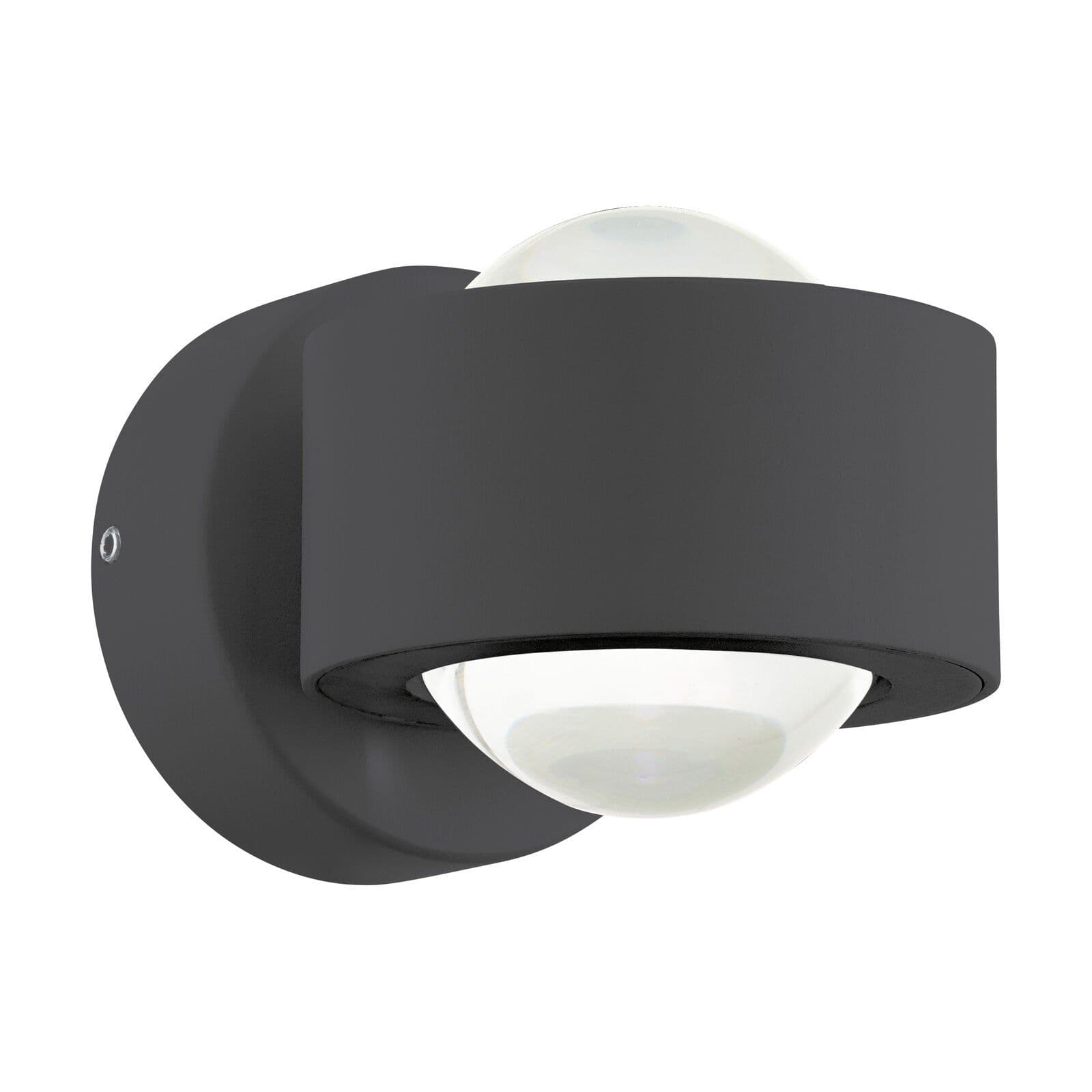 Wall Light Anthracite Shade Clear Plastic Bulb LED 2x2.5W Included