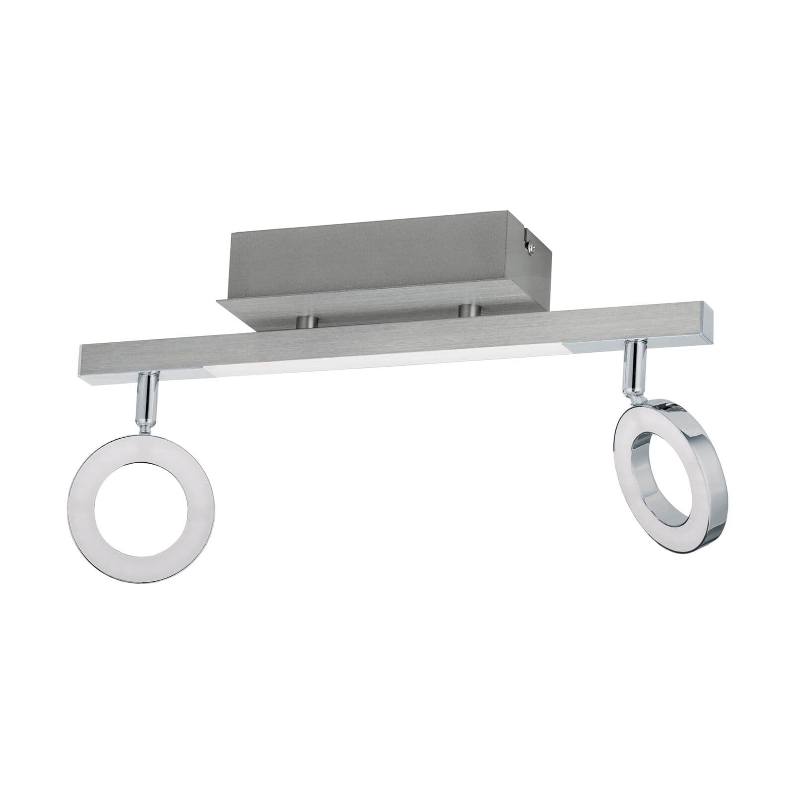 Wall Spot Light Aluminium Chrome Shade Satined Plastic Bulb LED 2x3.2W 1x3.3W