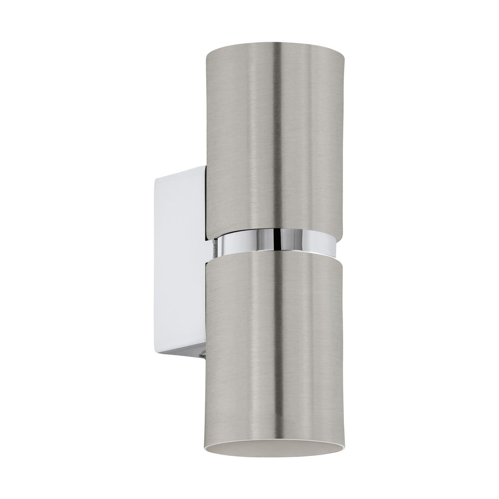 Wall Light Colour Satin Nickel Chrome Plated Round Shades Bulb GU10 2x3.3W Inc
