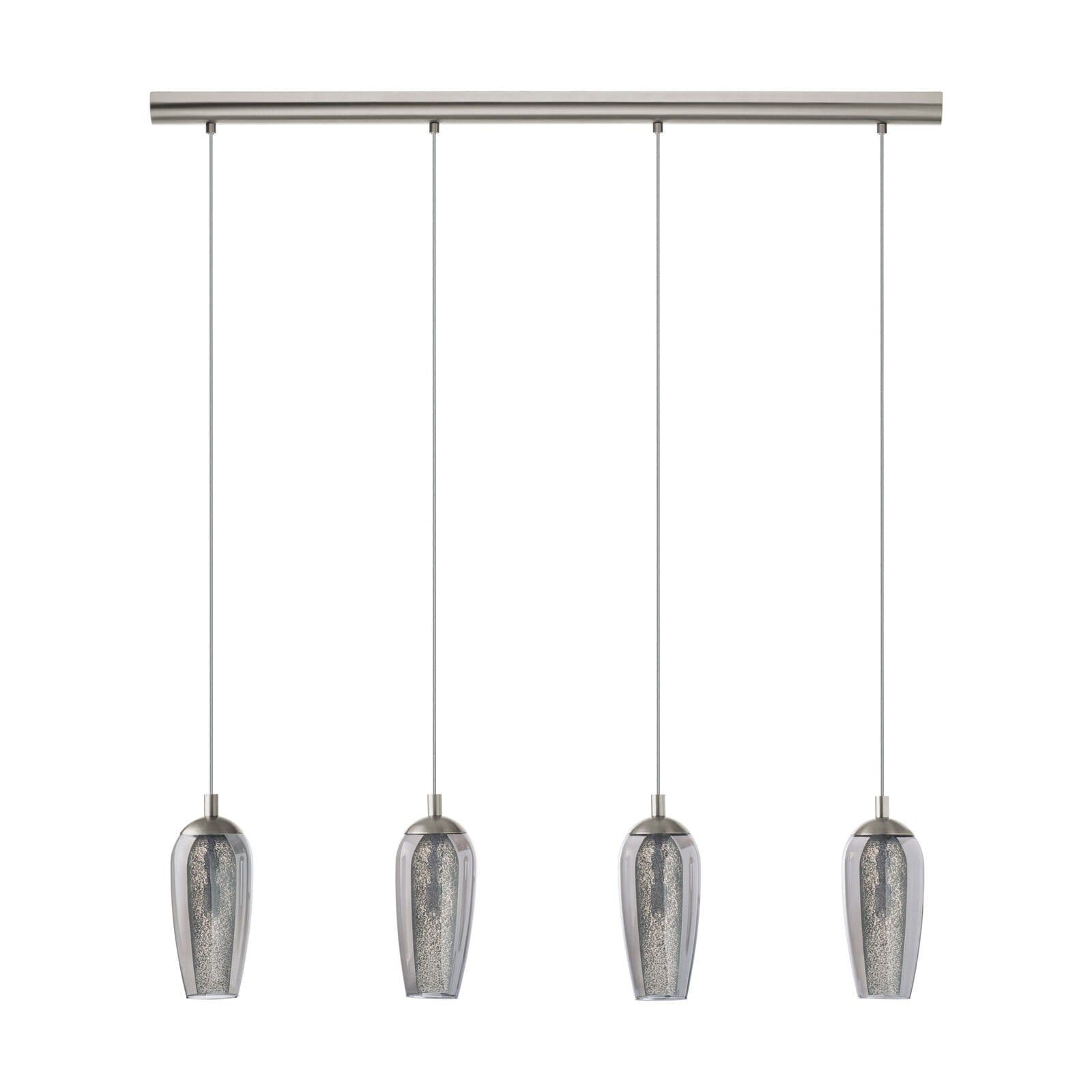 Pendant Light Satin Nickel Shade Black Clear Smoked Glass Granilla Bulb G9 4x3W
