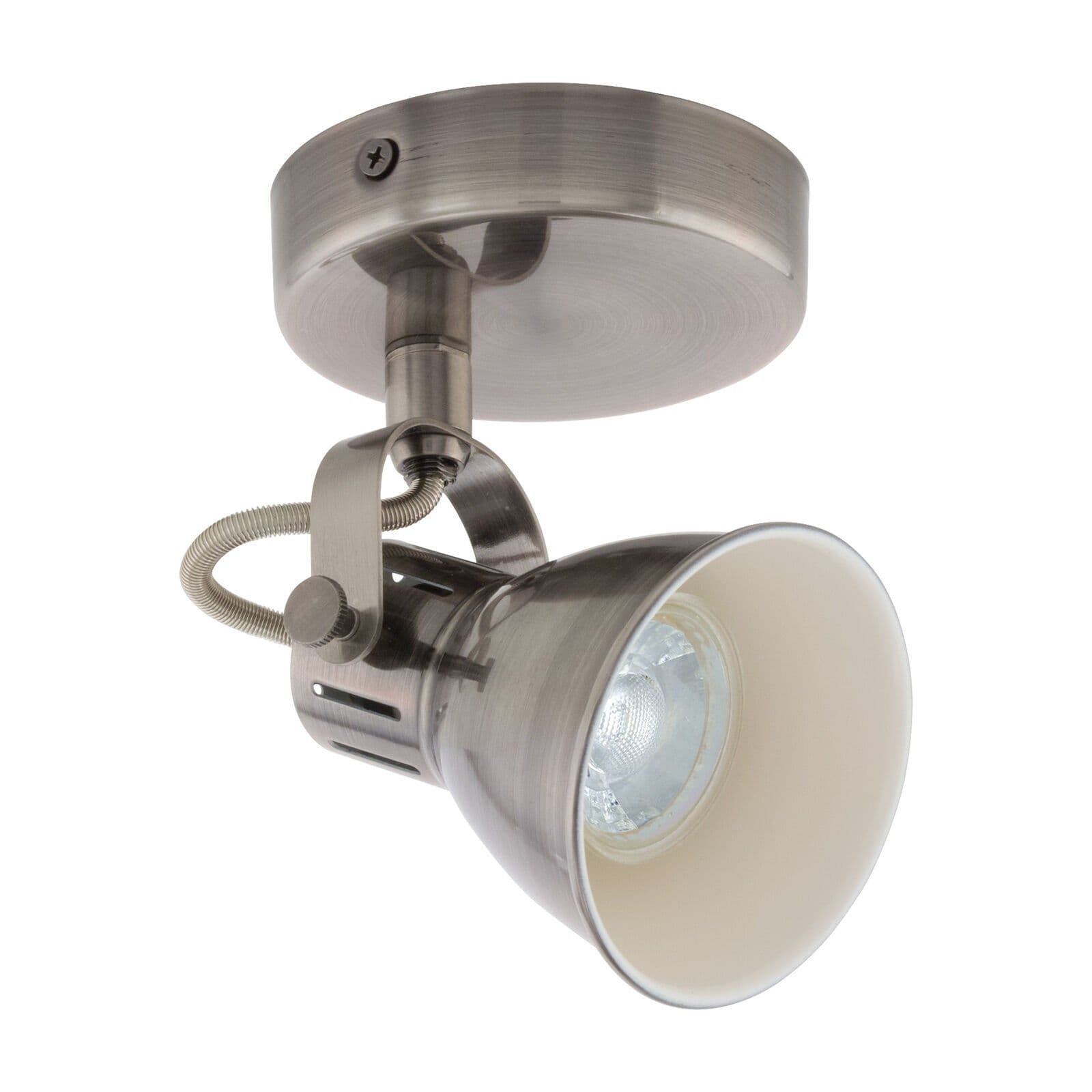 Wall 1 Spot Light Nickel Antique Creme Shade Bulb GU10 1x3.3W Included