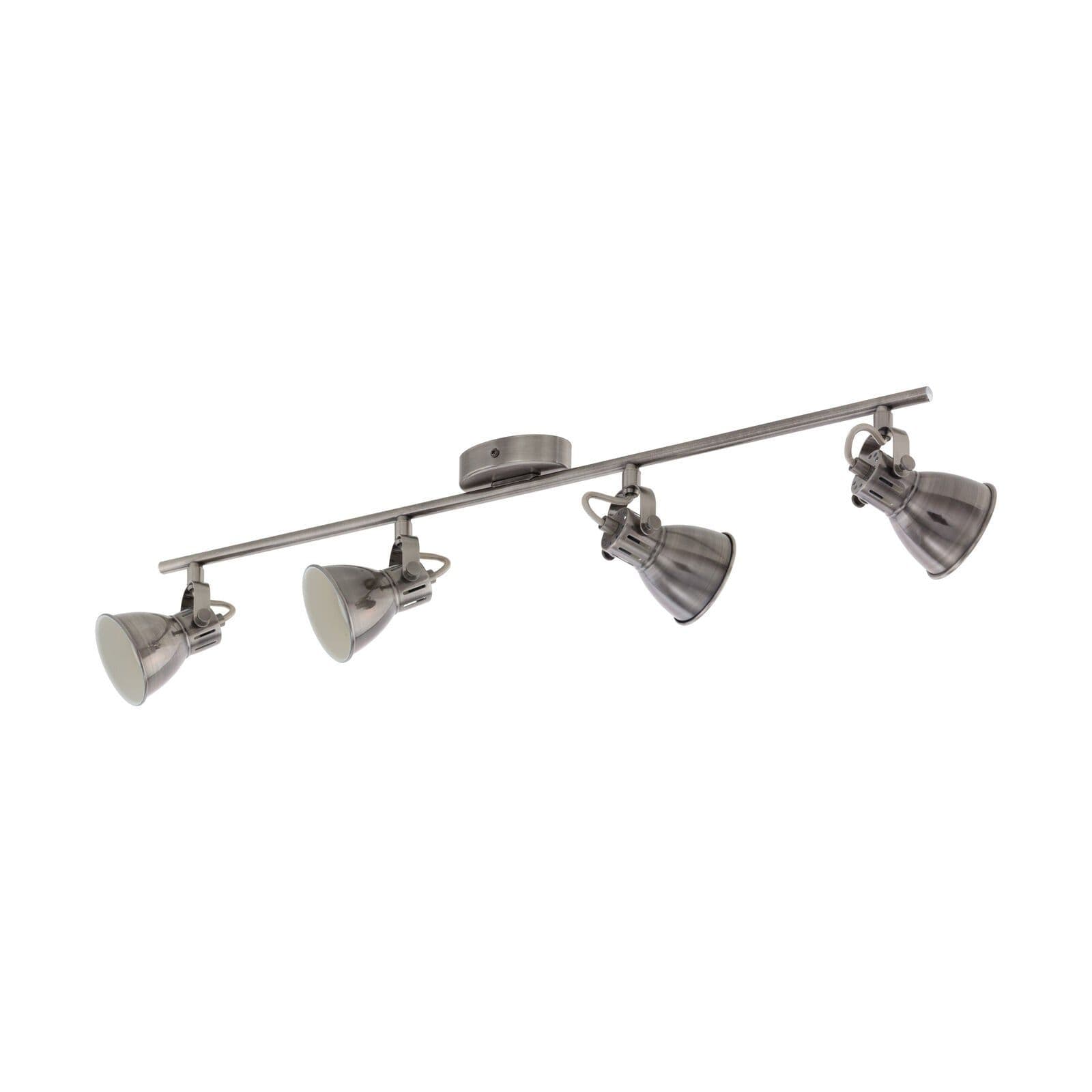 Flush Ceiling Light Nickel Antique Creme Shade Bulb GU10 4x3.3W