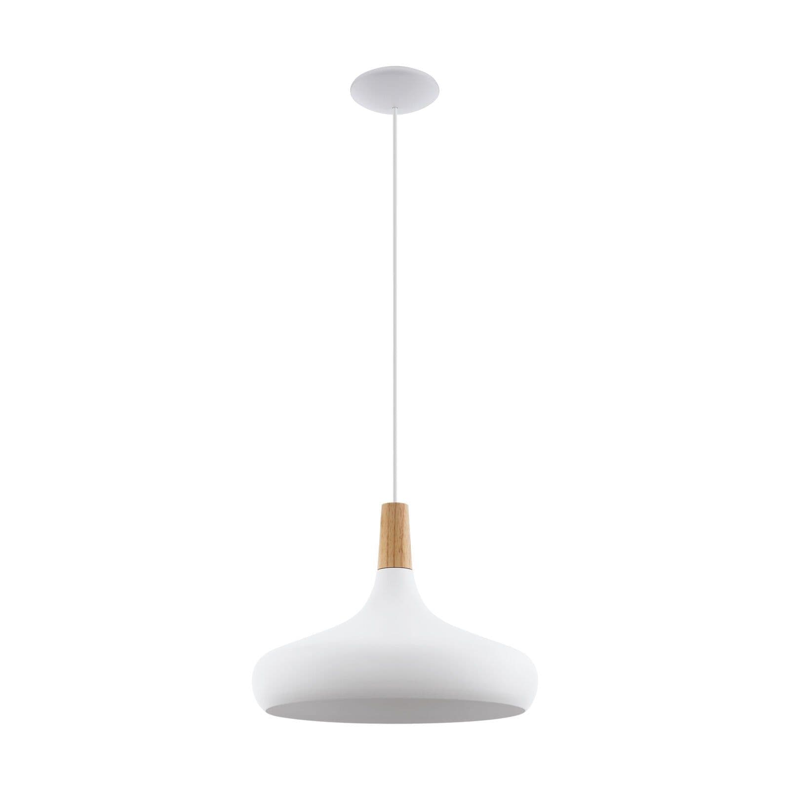 Pendant Ceiling Light Wide Shade Brown Wood Bulb E27 1x60W
