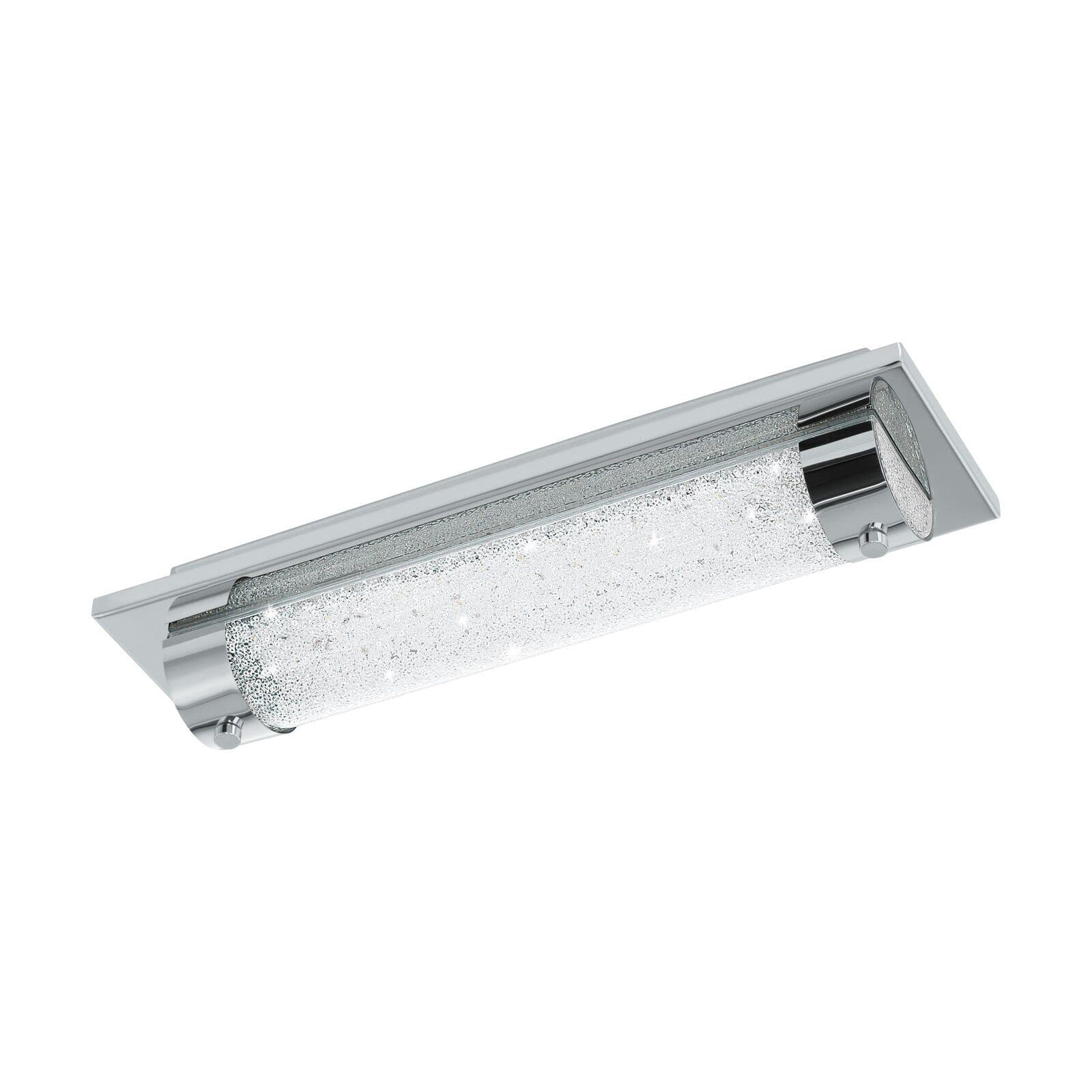 Wall Flush Ceiling Light Chrome Shade Clear Plastic Crystal Bulb LED 8W