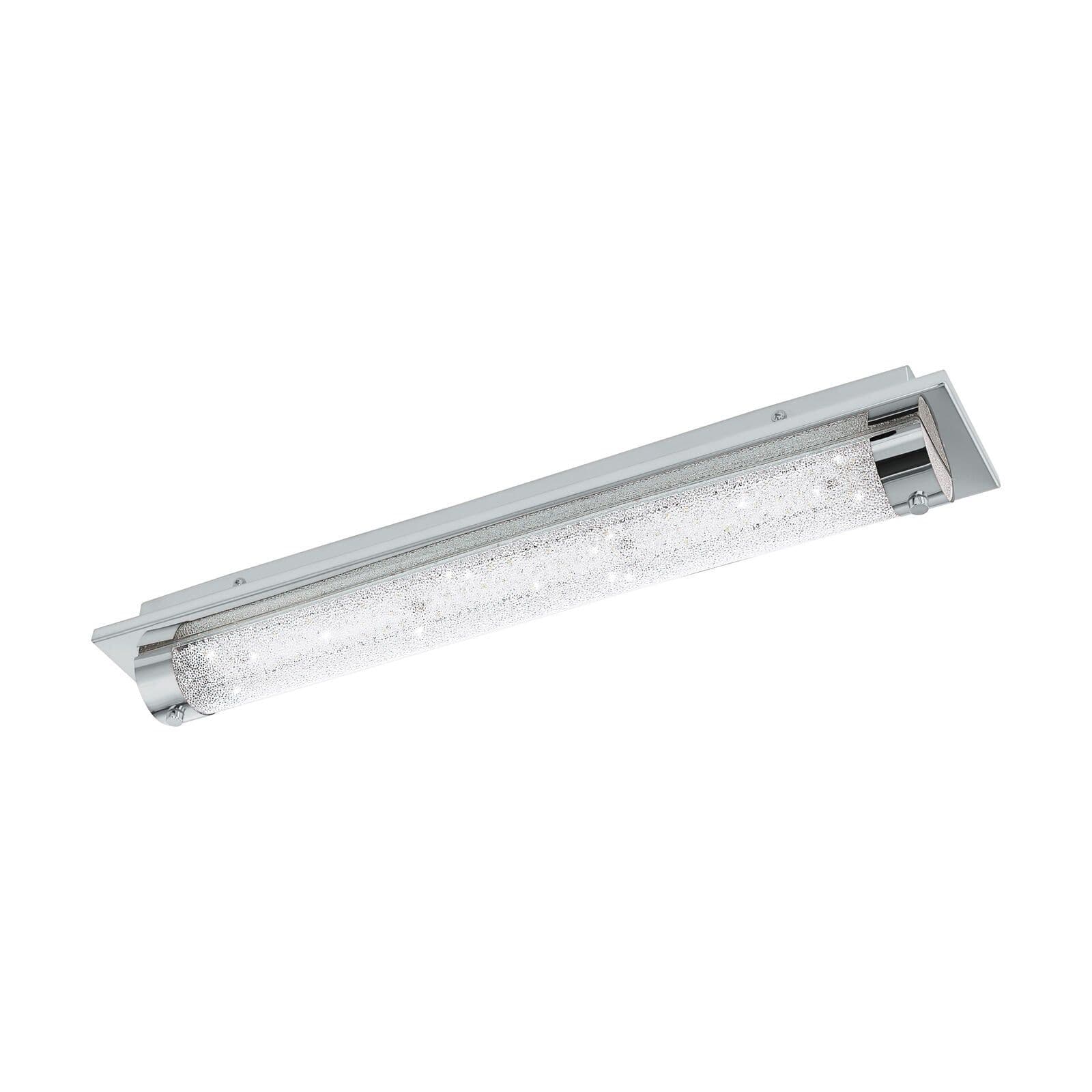 Wall Flush Ceiling Light Chrome Shade Clear Plastic Crystal Bulb LED 19W