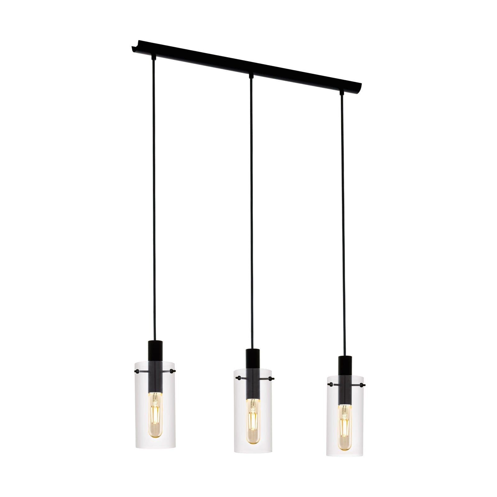 Pendant 3 Bulb Ceiling Light Shade Clear Glass Bulb E27 3x60W