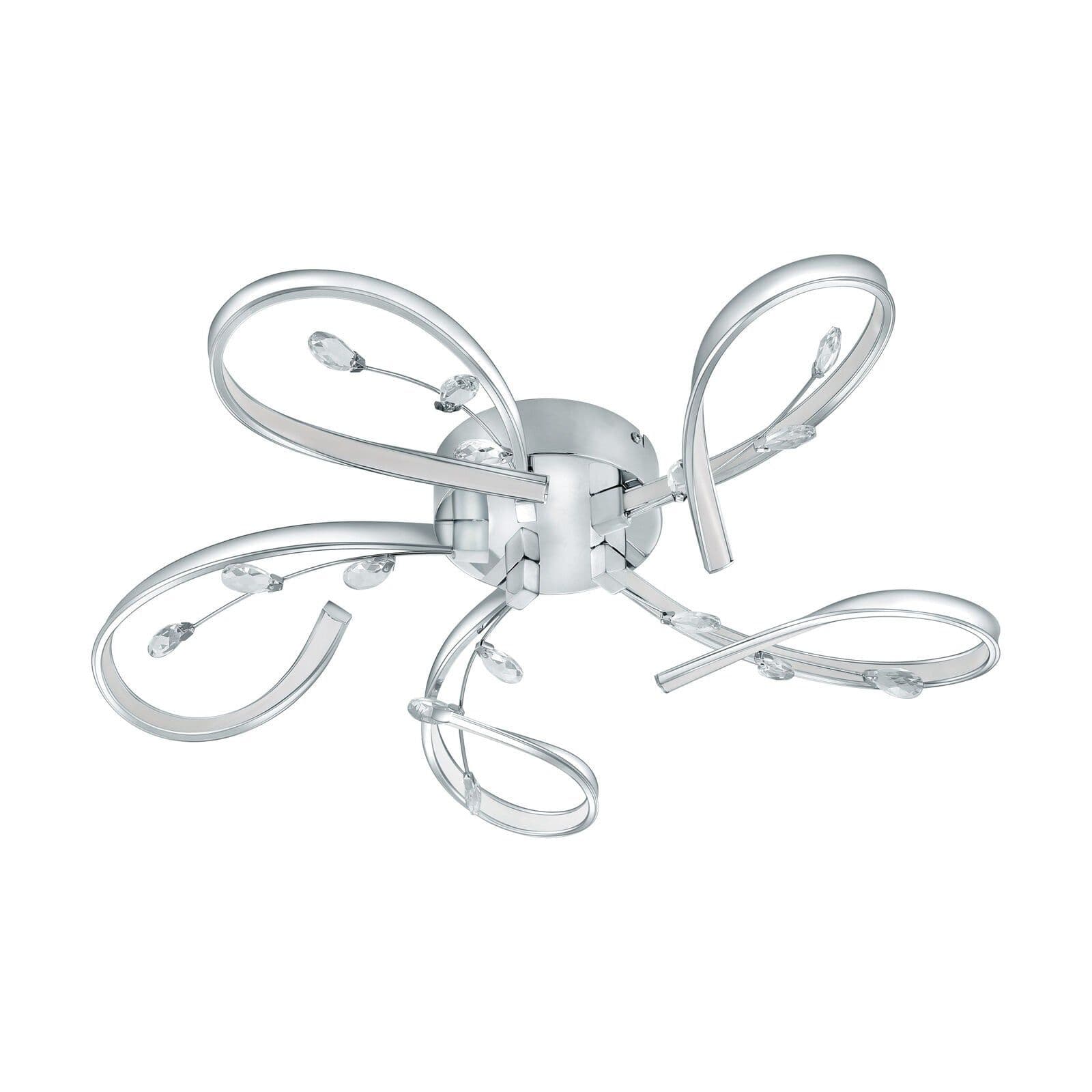 Wall Flush Ceiling Light Chrome Shade Clear Plastic Crystal LED 5x6.6W