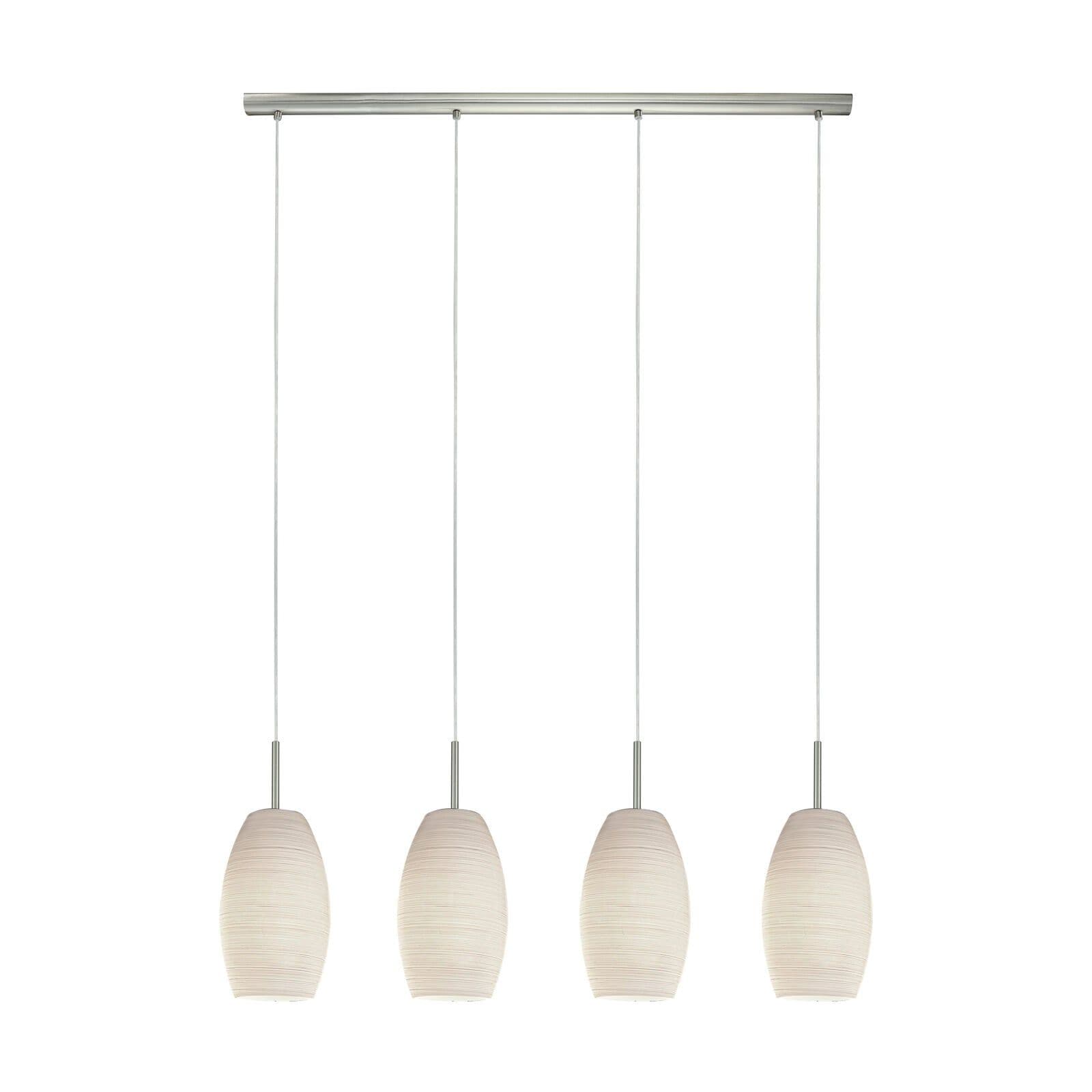 Pendant Light Satin Nickel Shade Glass Wiping Technique Bulb E27 4x40W