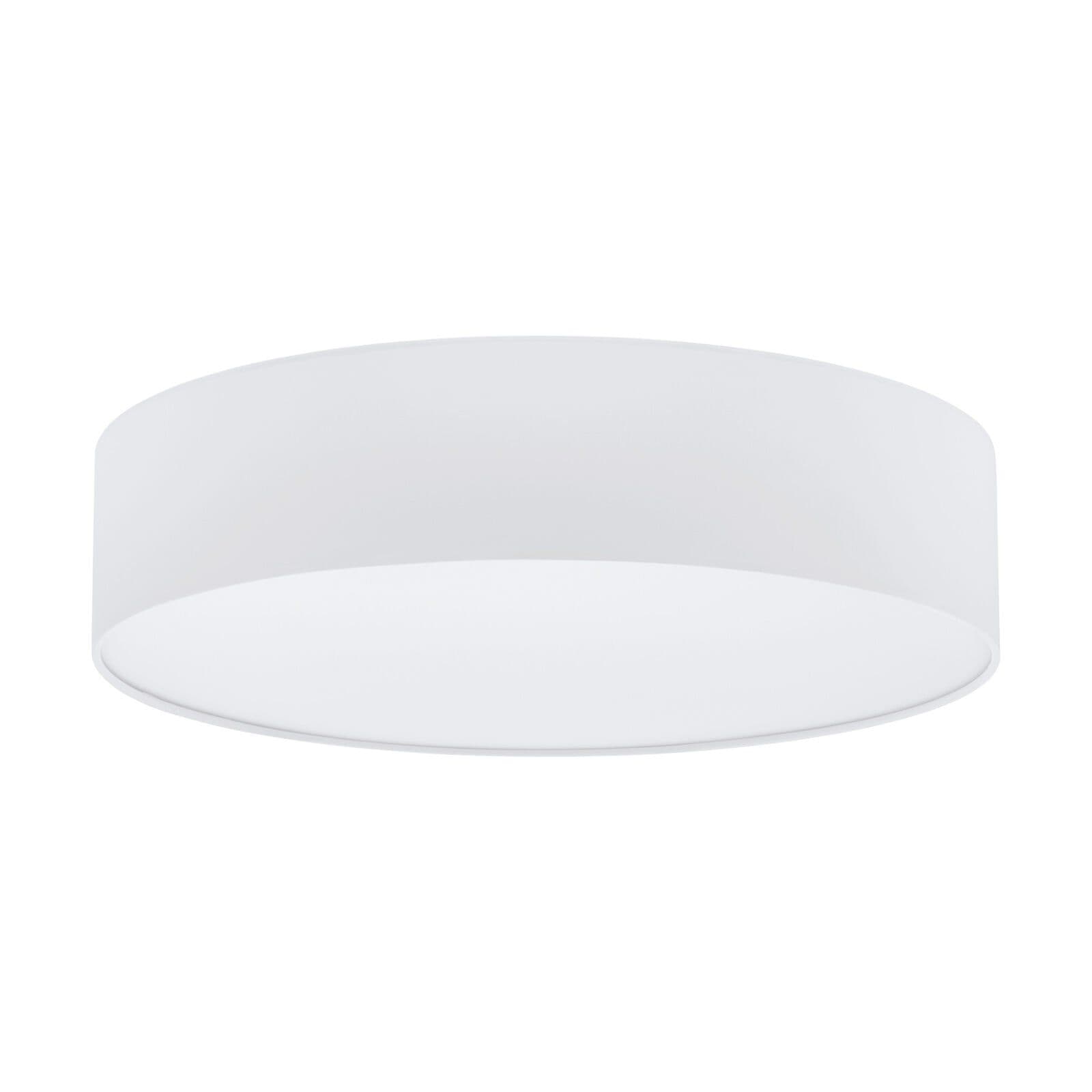 Flush Ceiling Light Colour White Round White Fabric Shade Bulb E27 3x60W