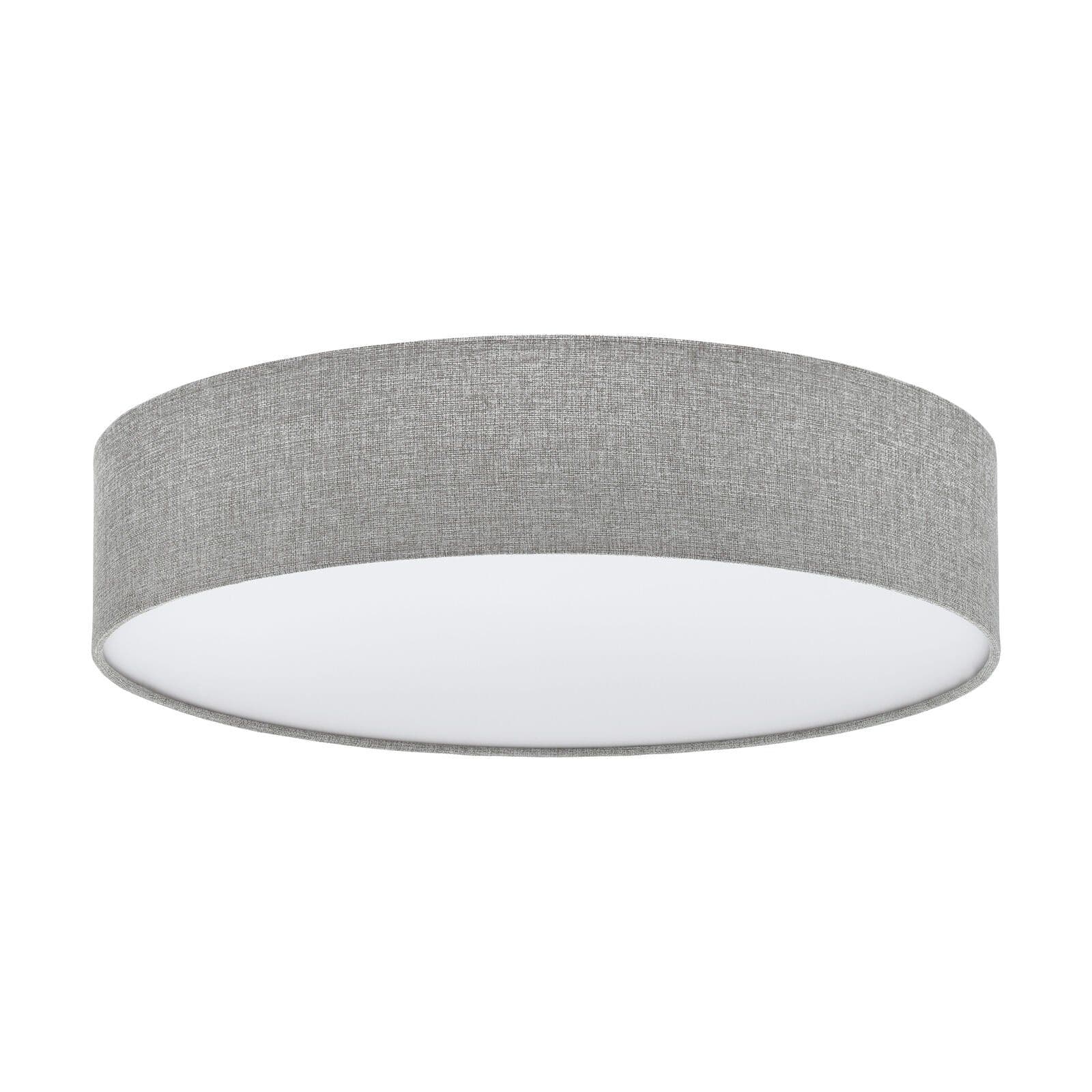 Flush Ceiling Light Shade Grey Fabric Linen Bulb E27 3x60W