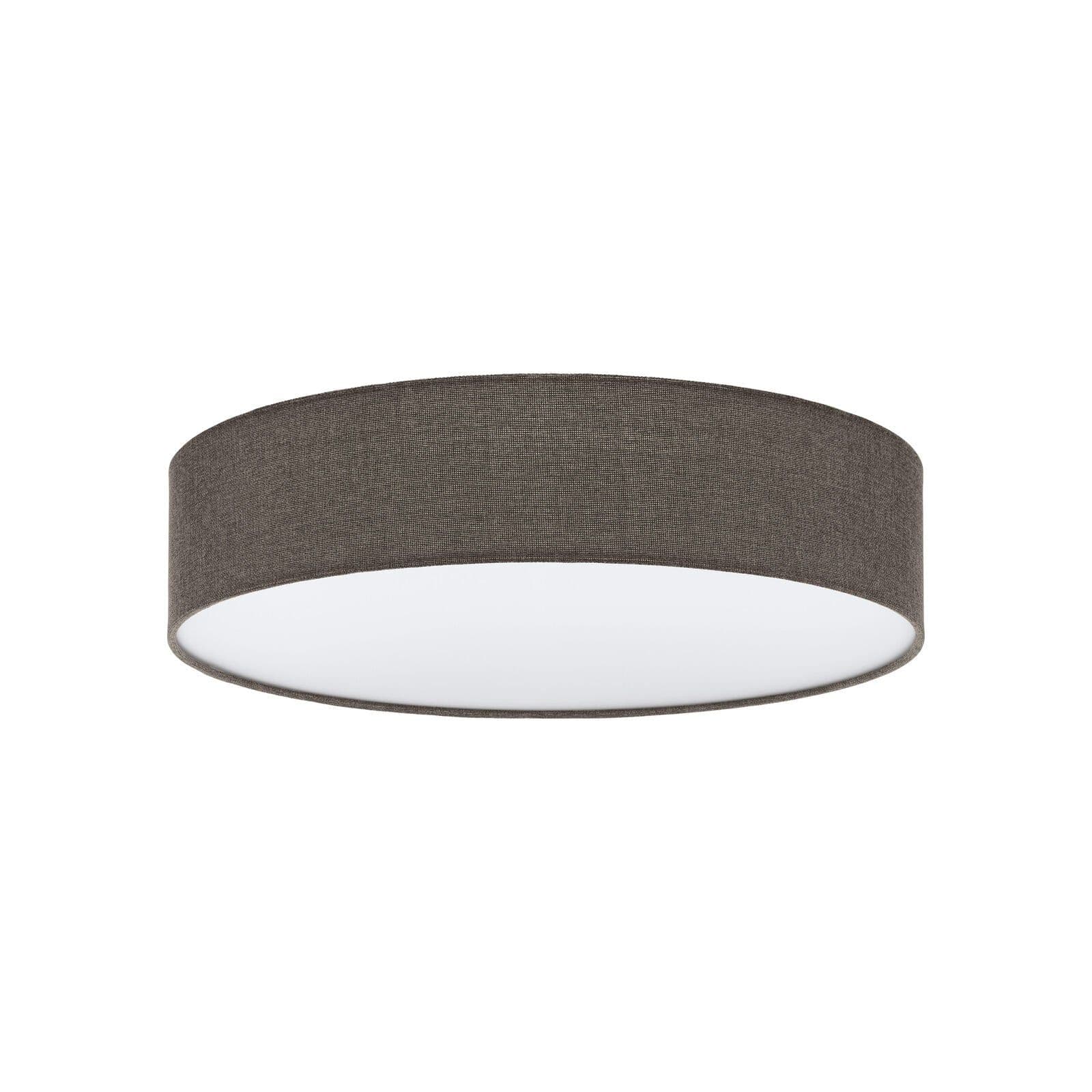 Flush Ceiling Light Colour White Shade Brown White Fabric Linen Bulb E27 3x60W