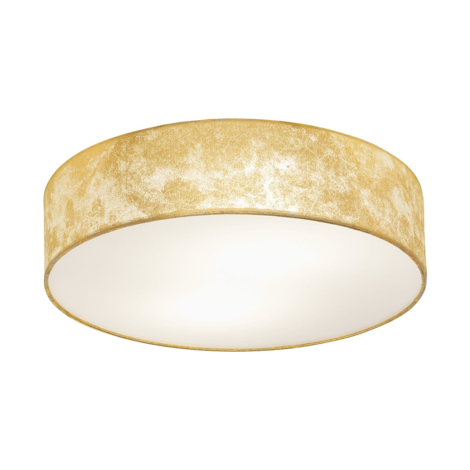 Flush Ceiling Light Champagne Circular Shade Fabric Bulb E27 1x60W