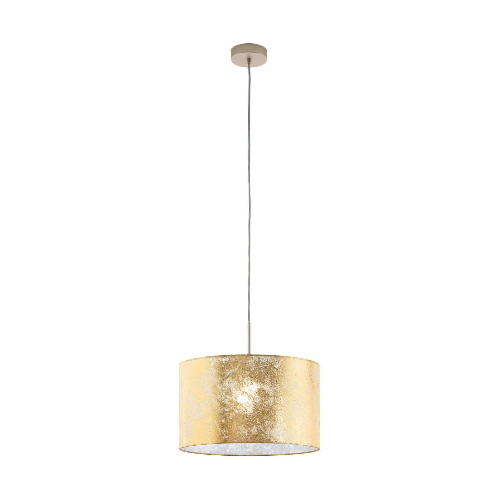 Pendant Ceiling Light Champagne Shade Fabric Bulb E27 1x60W