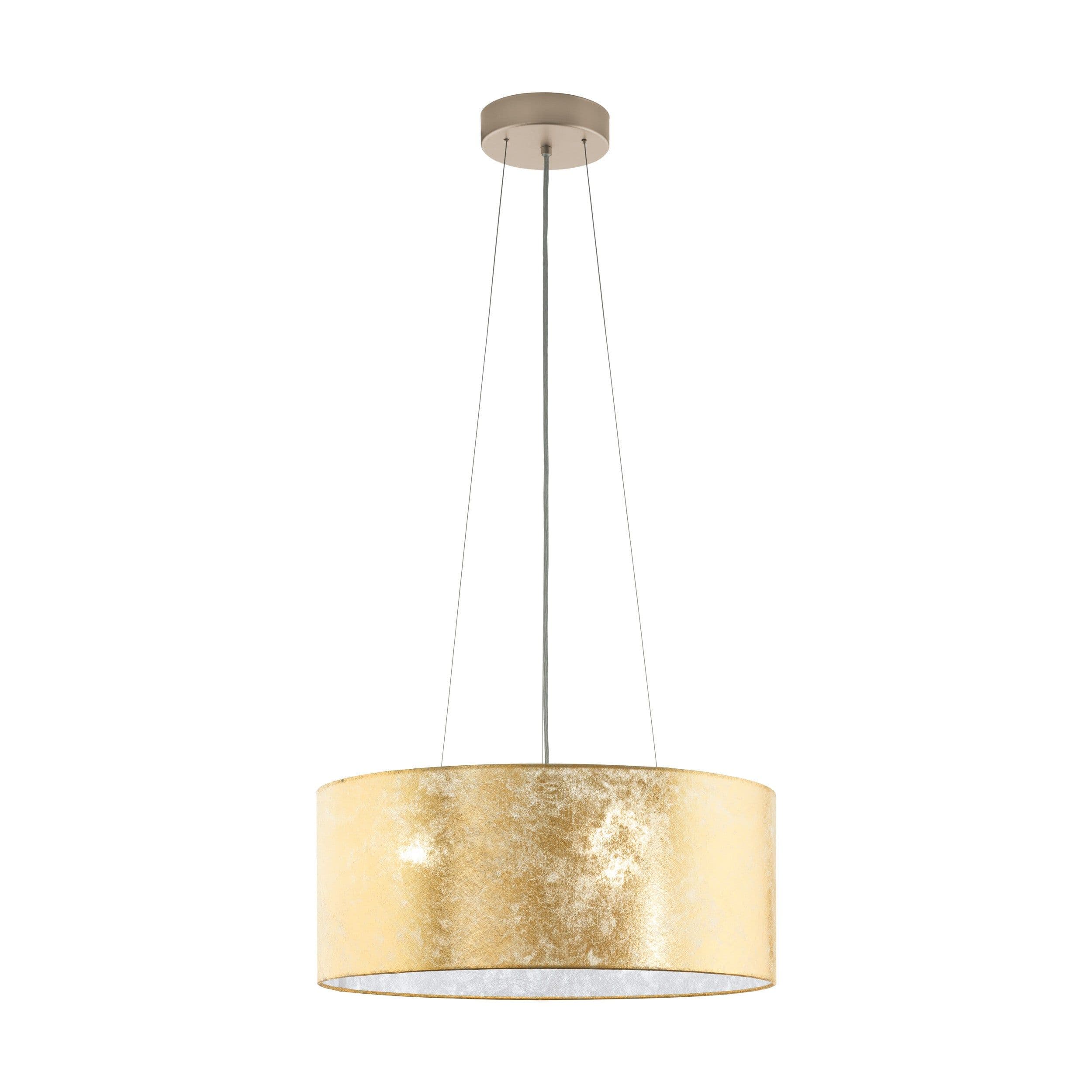 Pendant Ceiling Light Champagne Shade Fabric Bulb E27 3x60W