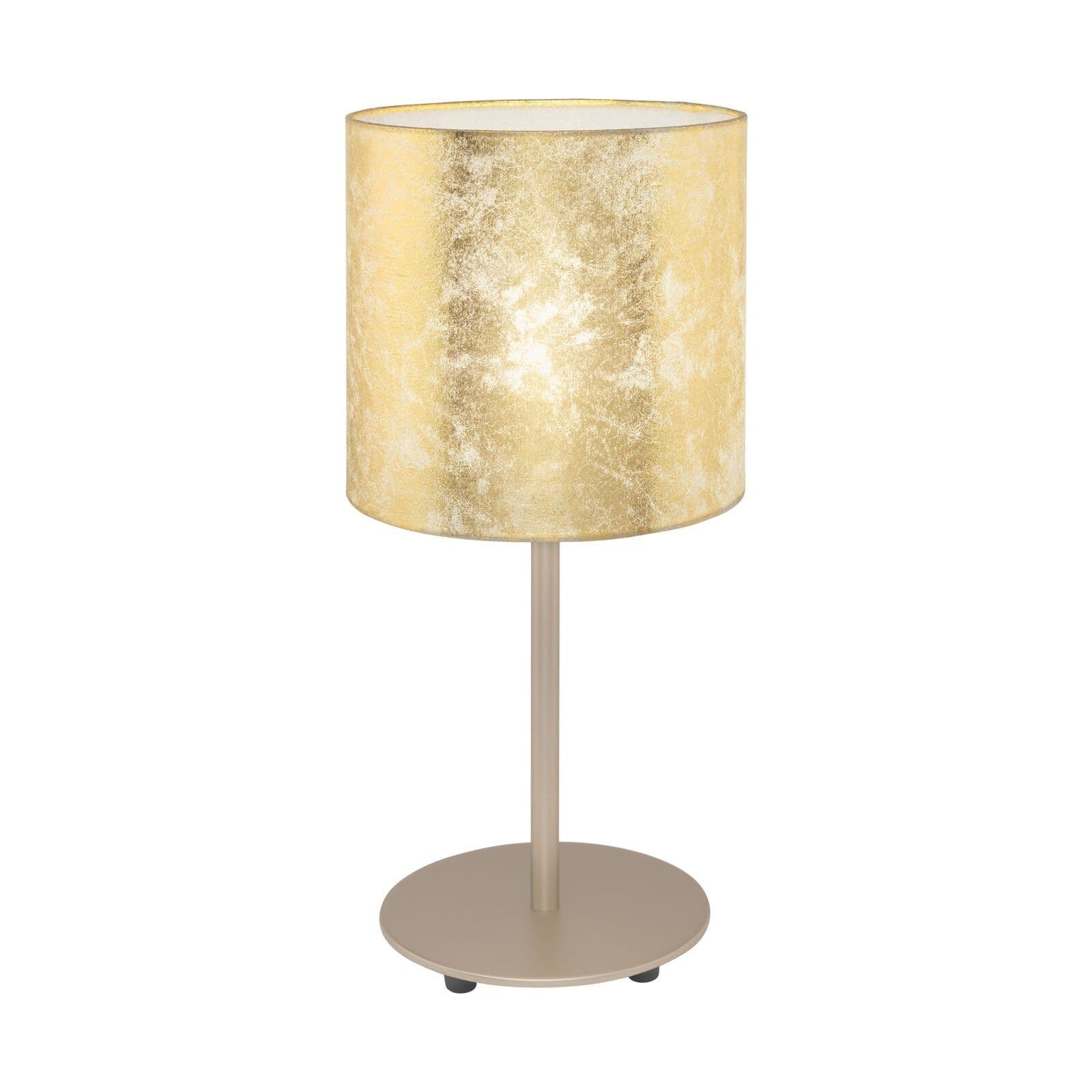 Table Lamp Champagne Slim Stem Round Base Shade Fabric Bulb E27 1x60W