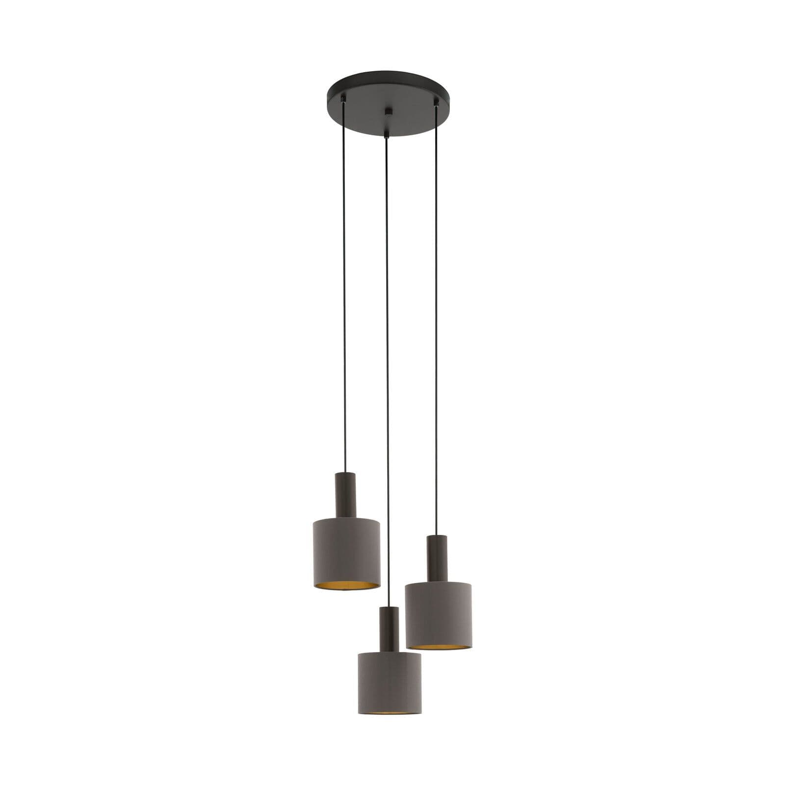 Pendant Light Dark Shade Cappuccino Gold Fabric Bulb E27 3x60W