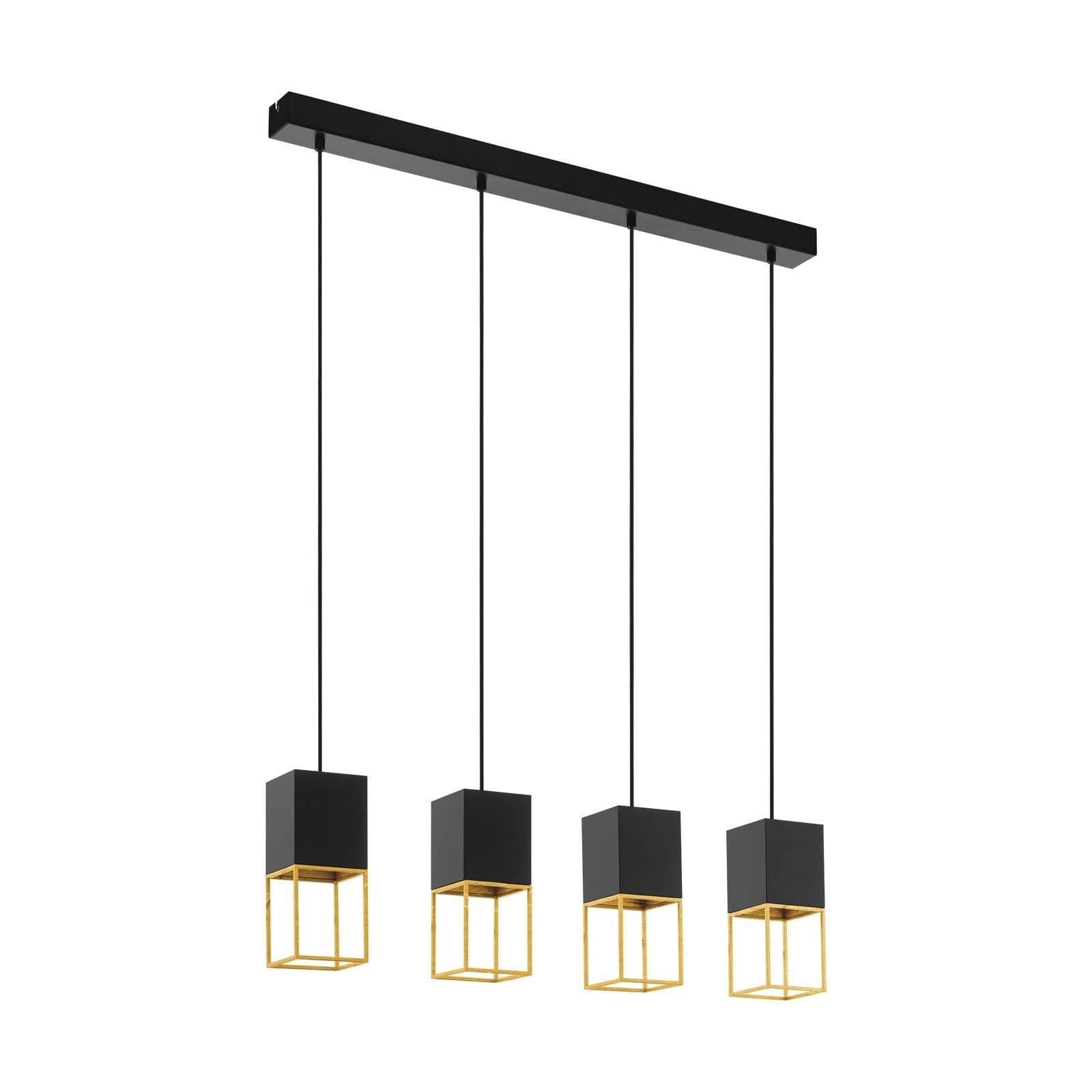 Pendant Ceiling Light Gold Square Shades Bulb GU10 4x5W Included