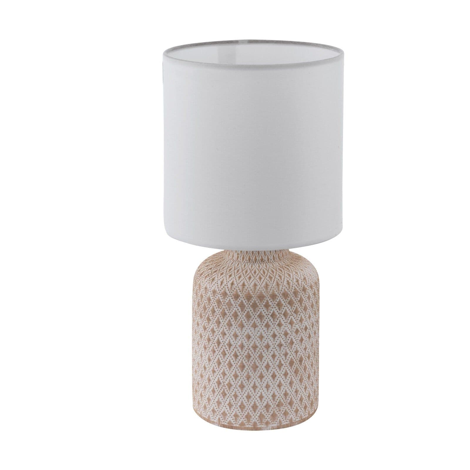 Table Lamp Cream Patterned Ceramic Shade Fabric Bulb E14 1x40W