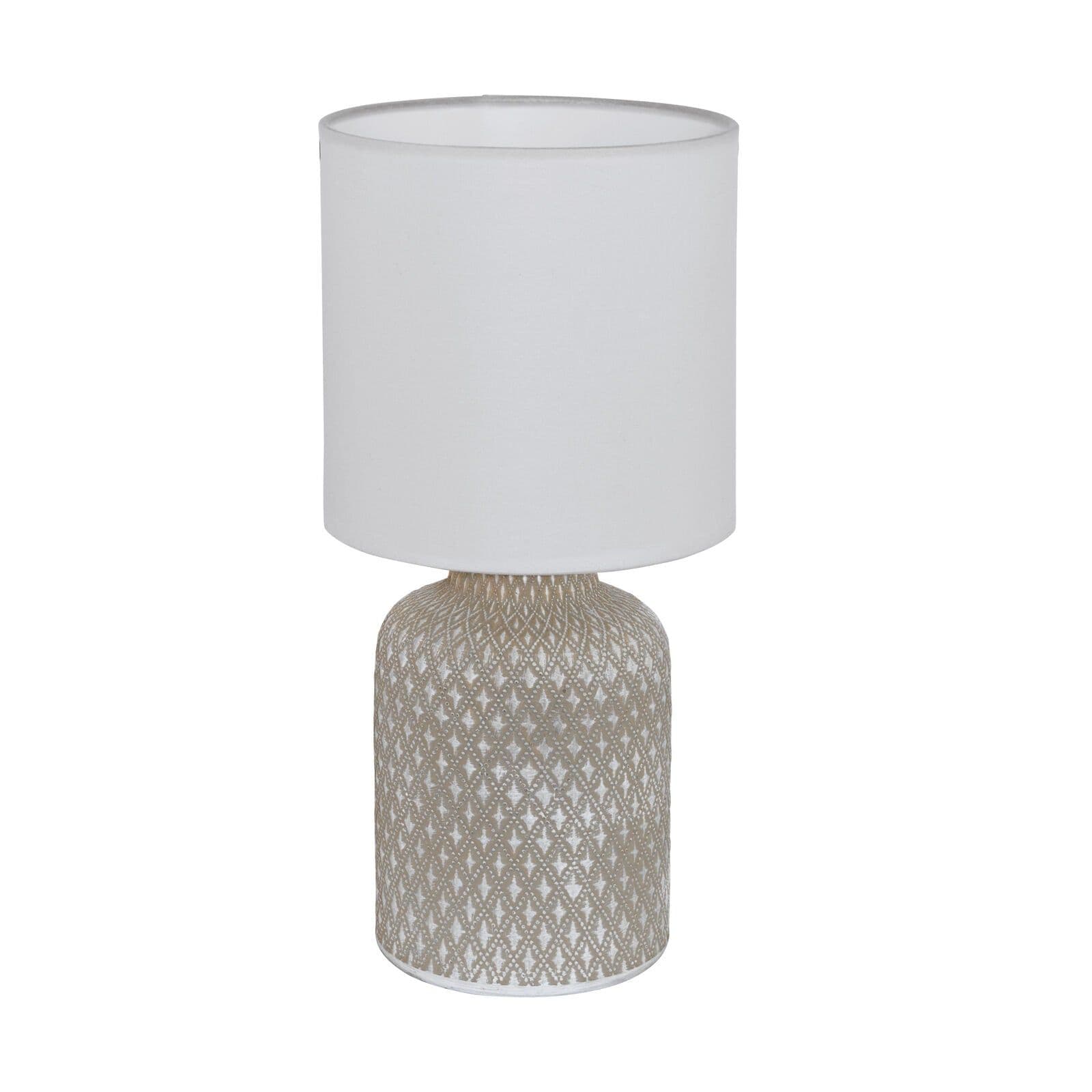 Table Desk Lamp Grey Patterned Ceramic Shade Fabric Bulb E14 1x40W