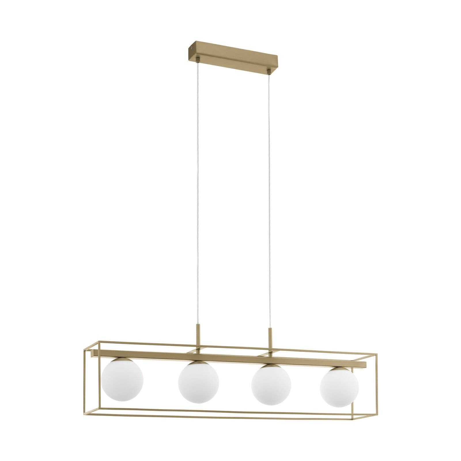 Pendant Light Champagne Shade Glass Opal Matt Bulb E14 4x40W