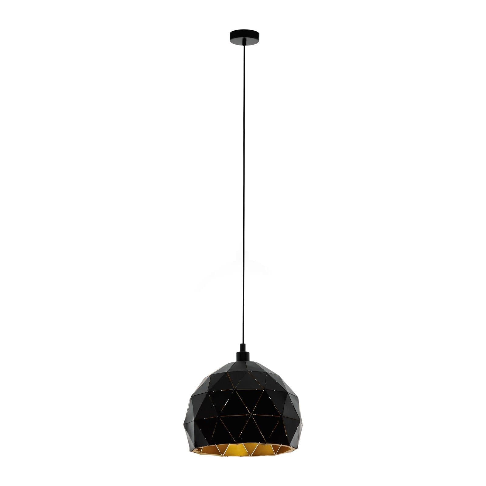 Pendant Ceiling Light Faceted Gold Inner Shade Bulb E27 1x60W