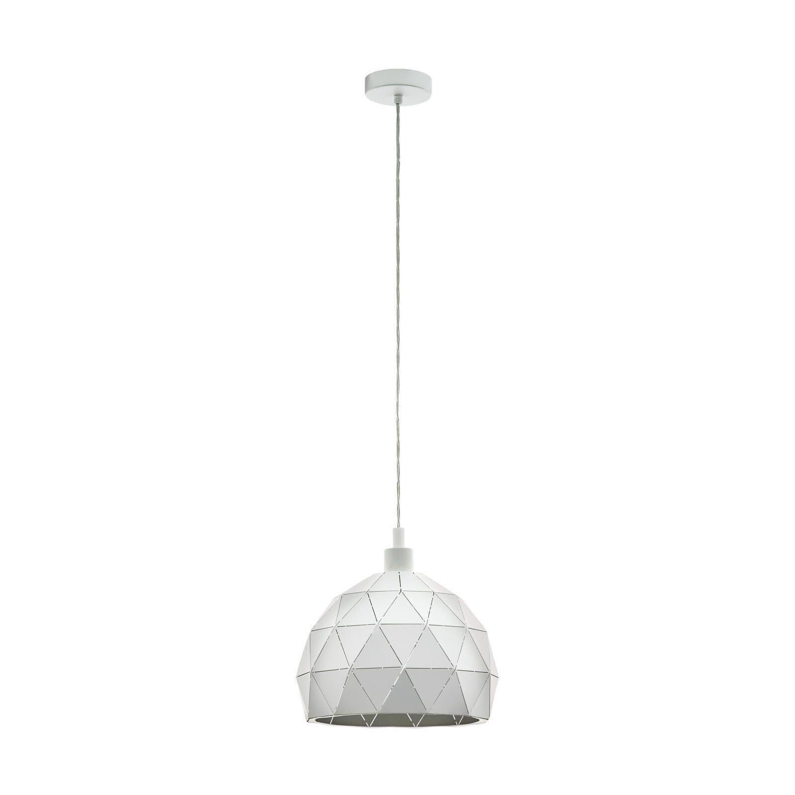 Pendant Ceiling Light Steel Round Faceted Shade Flex Bulb E27 1x60W