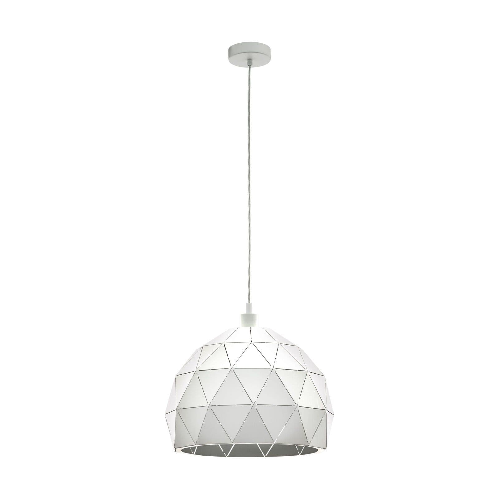 Pendant Ceiling Light Steel Round Faceted Shade Bulb E27 1x60W