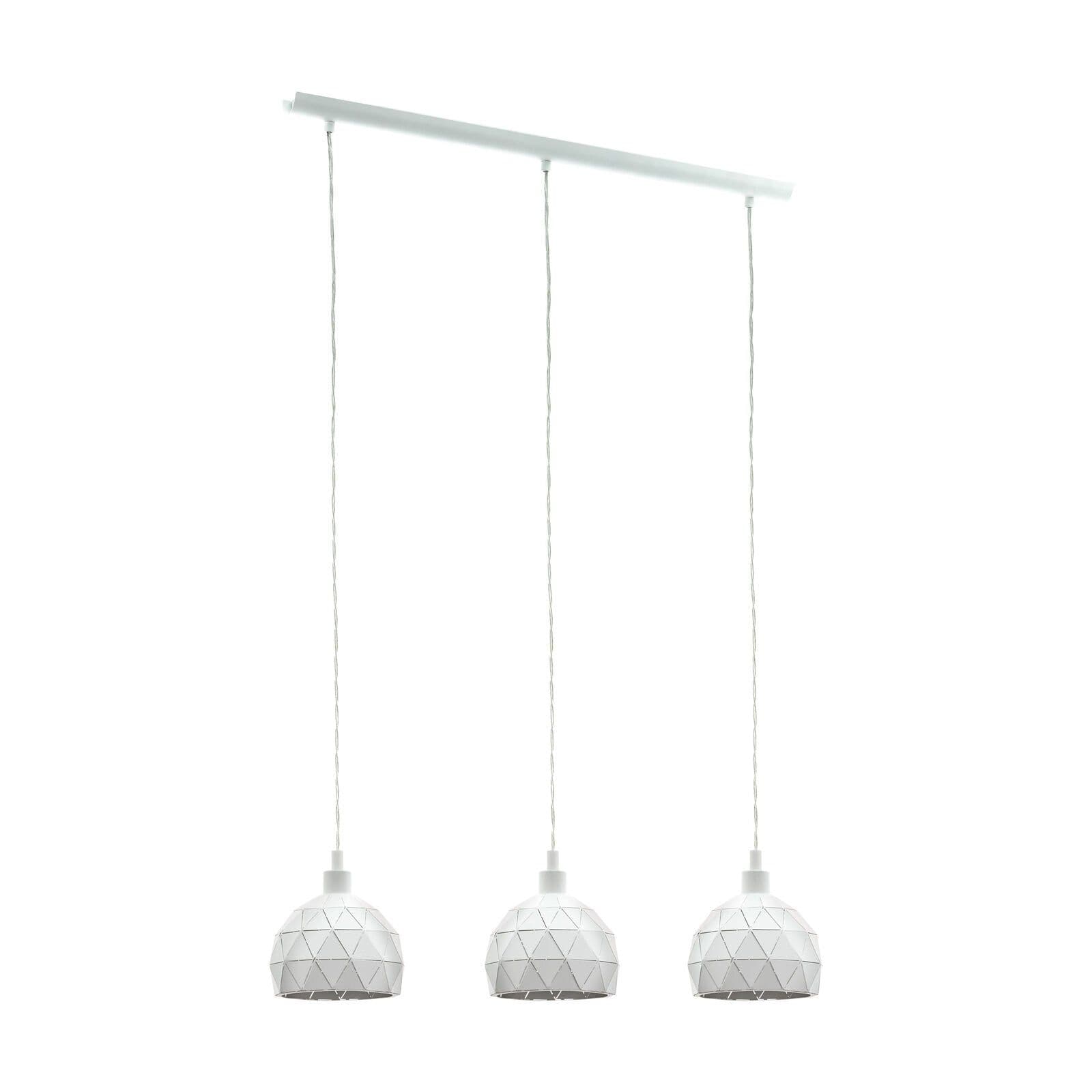 Pendant Ceiling Light Steel Round Faceted Shade Bulb E14 3x40W