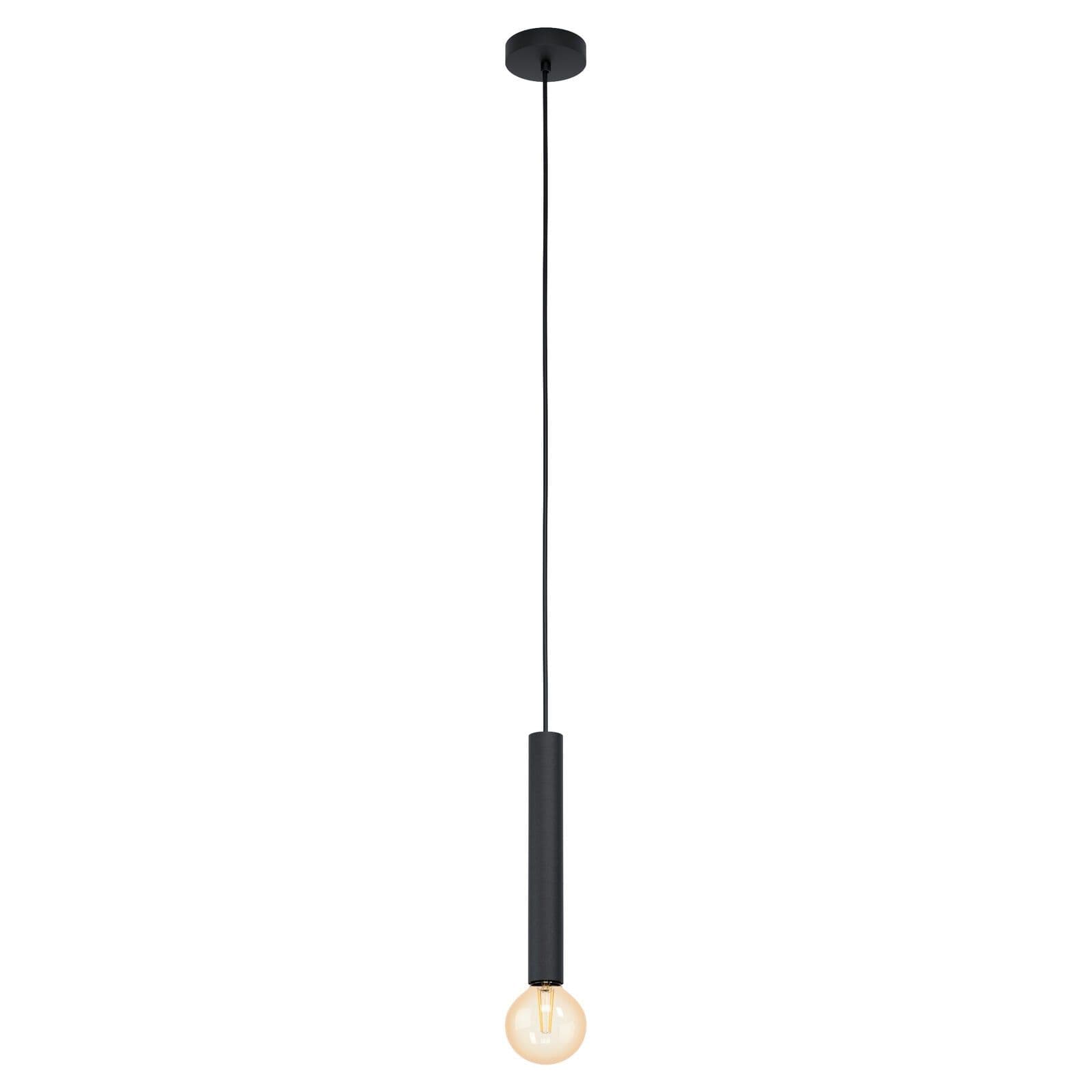Pendant 1 Bulb Ceiling Light Colour Black Long Shade Holder Bulb E27 1x60W