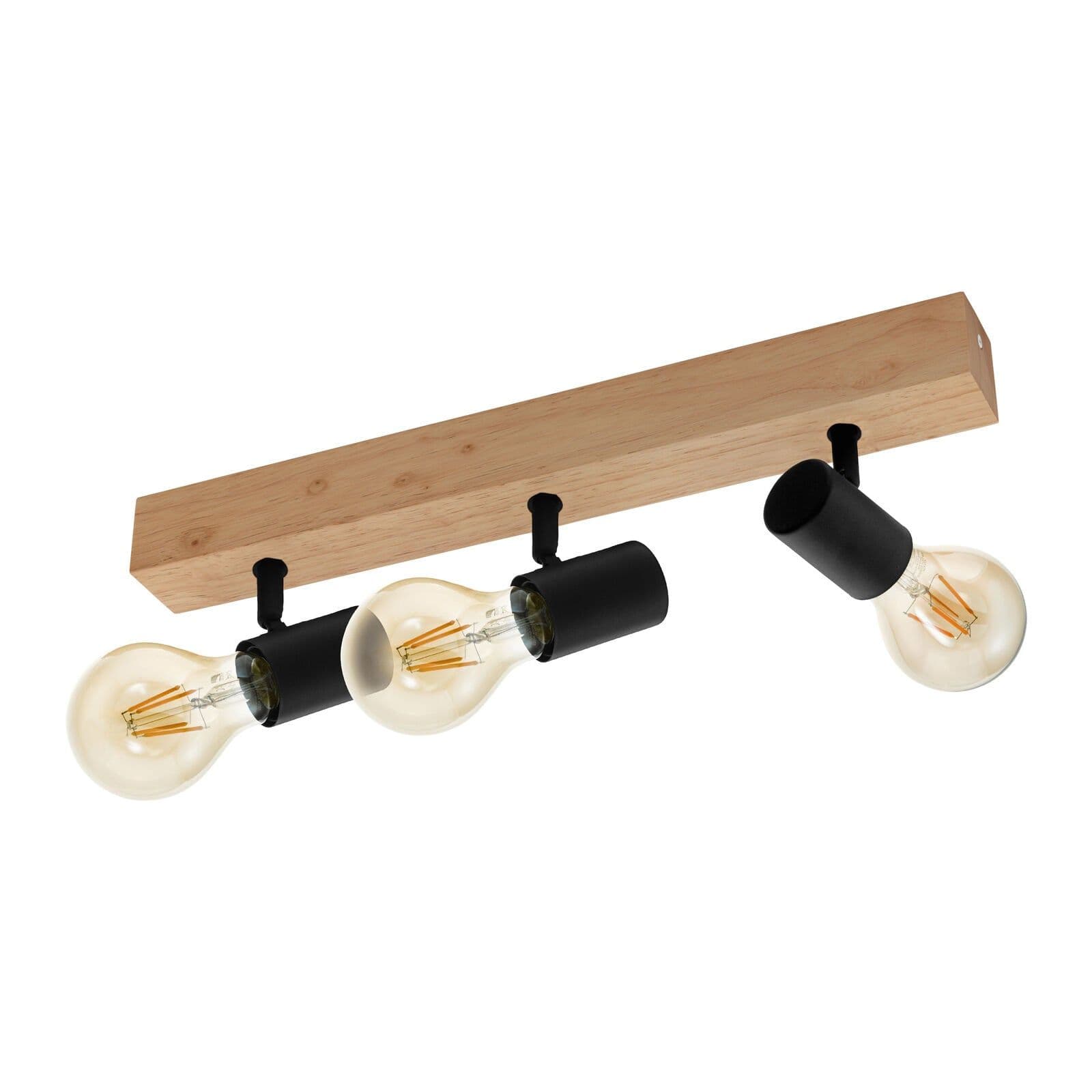 Wall Light Brown Wood Back Plate Bulb Holder Bulb E27 3x60W