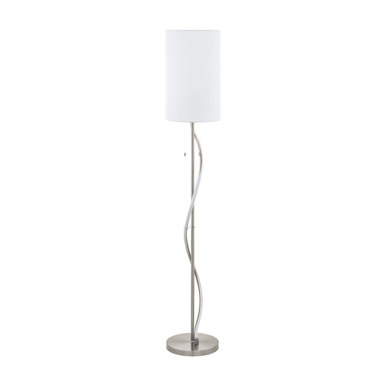 Floor Lamp Light Satin Nickel Aluminium Shade Fabric Bulb E27 & LED 1x60W