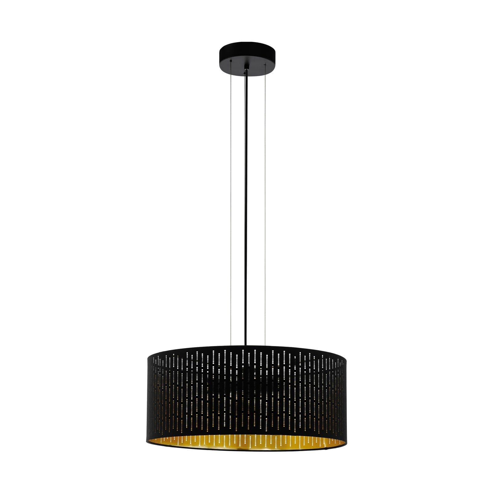 Pendant Light Shade Gold Fabric Cut Outs Bulb E27 3x40W