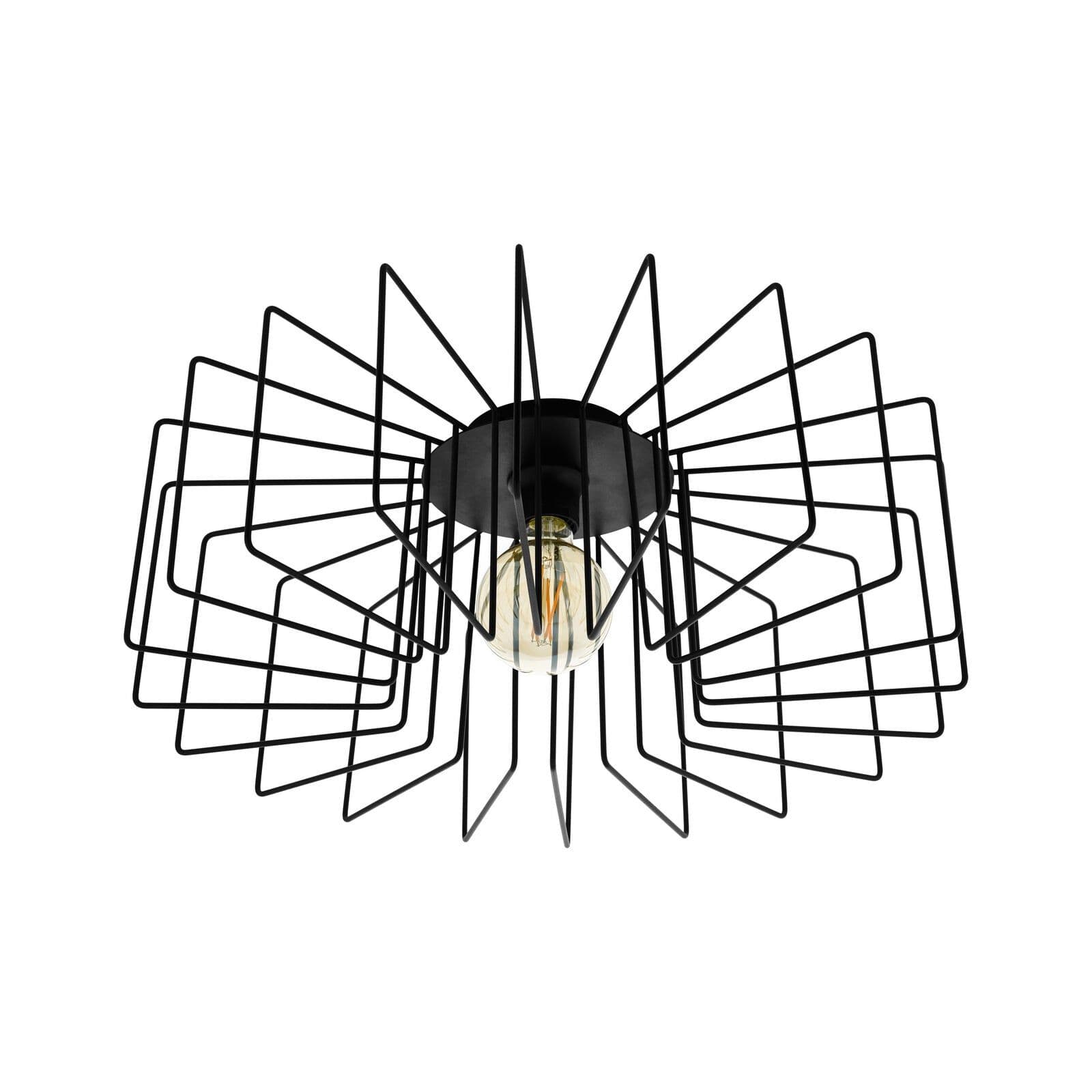 Flush Ceiling Light Open Wire Square Frame Modern Bulb E27 28W