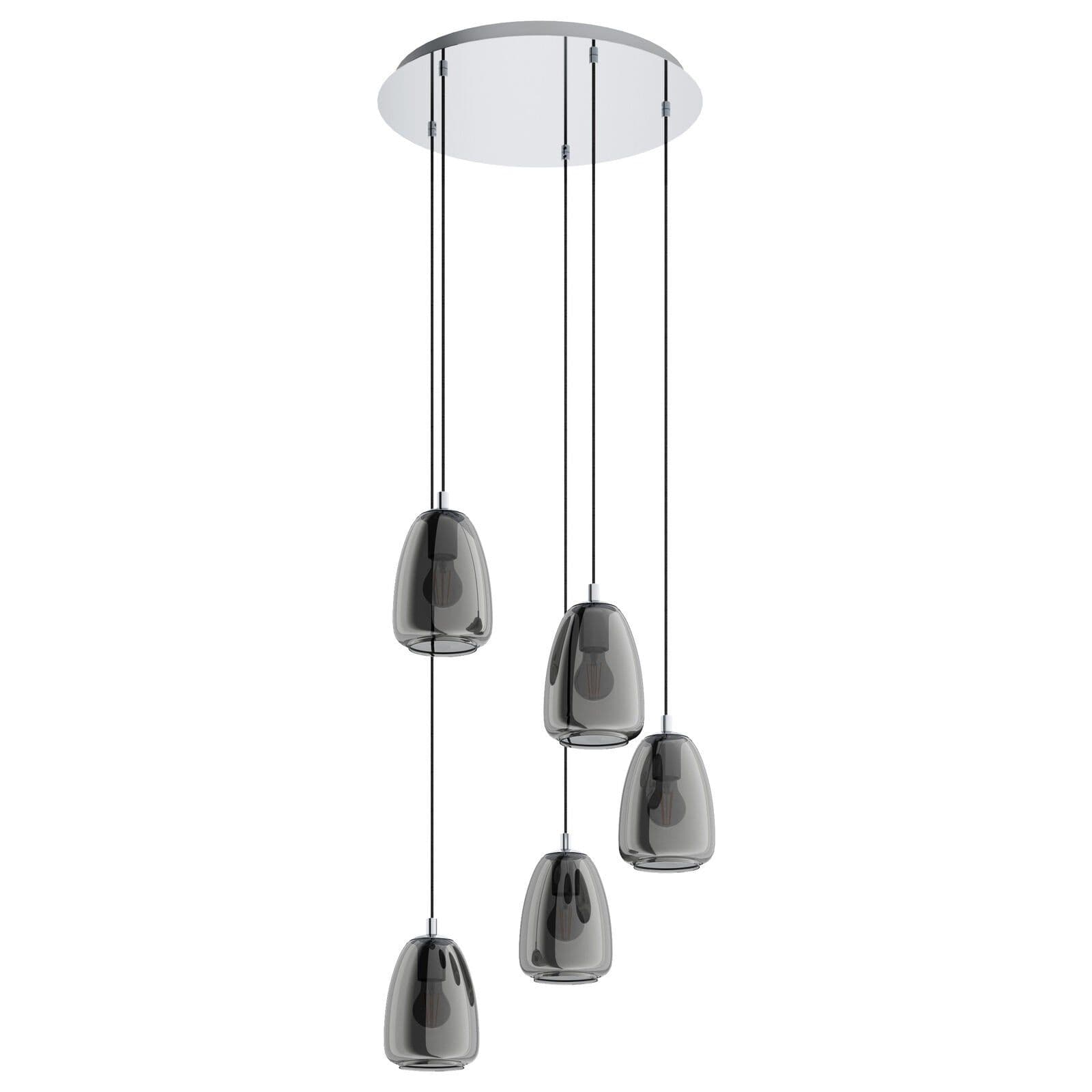 Pendant Light Chrome Shade Transparent Glass Vaporized E27 5x40W