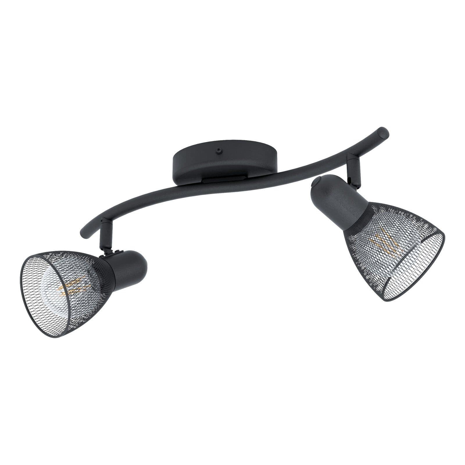 Flush Ceiling 2 Spot Light Wave Bracket Mesh Look Shade E14 2x40W