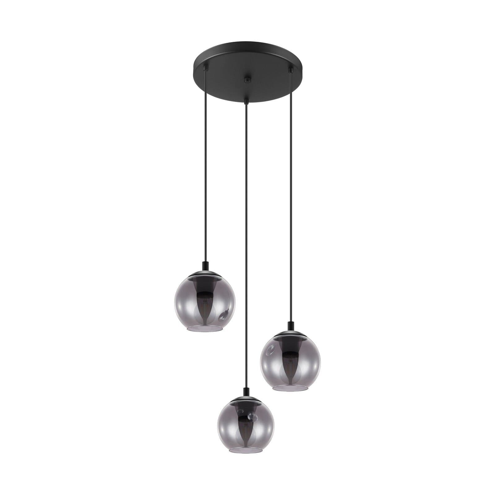 Pendant Light Colour Black Shade Black Transparent Glass Vaporized E27 3x40W
