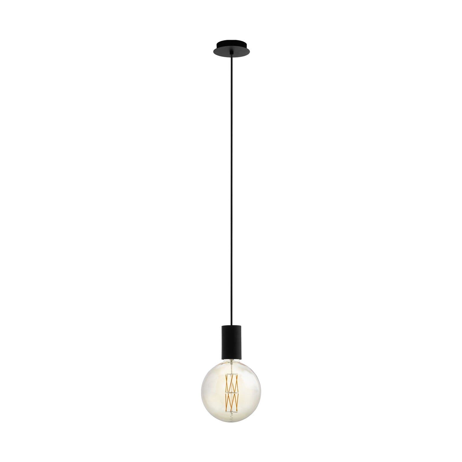Pendant Ceiling Light Colour Black Single Shade Long Length Cable E27 1x40W
