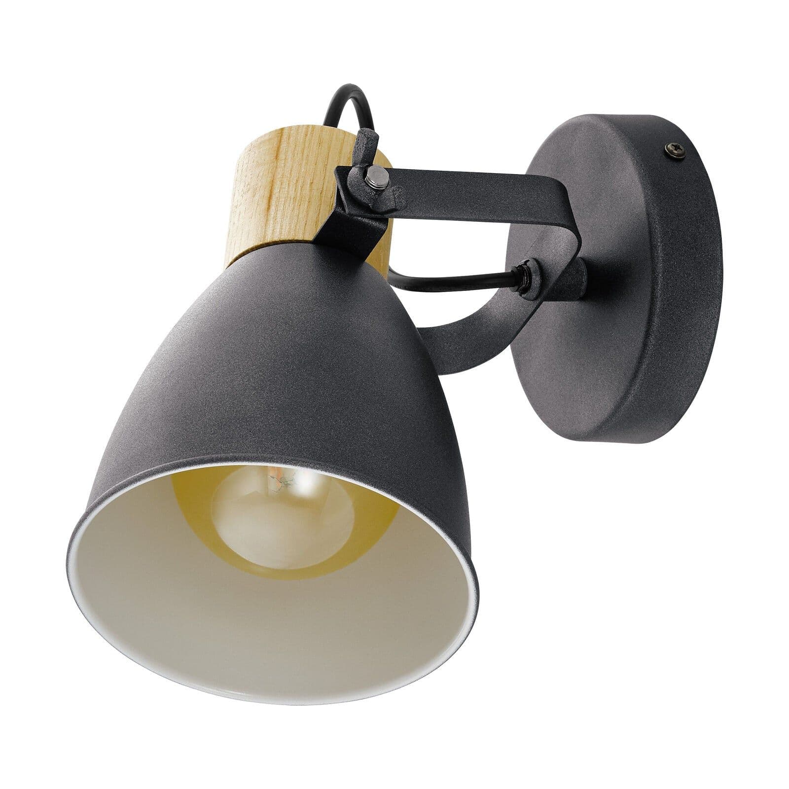 Flush Ceiling Light Anthracite Cream Brown Shade Bulb E27 1x25W