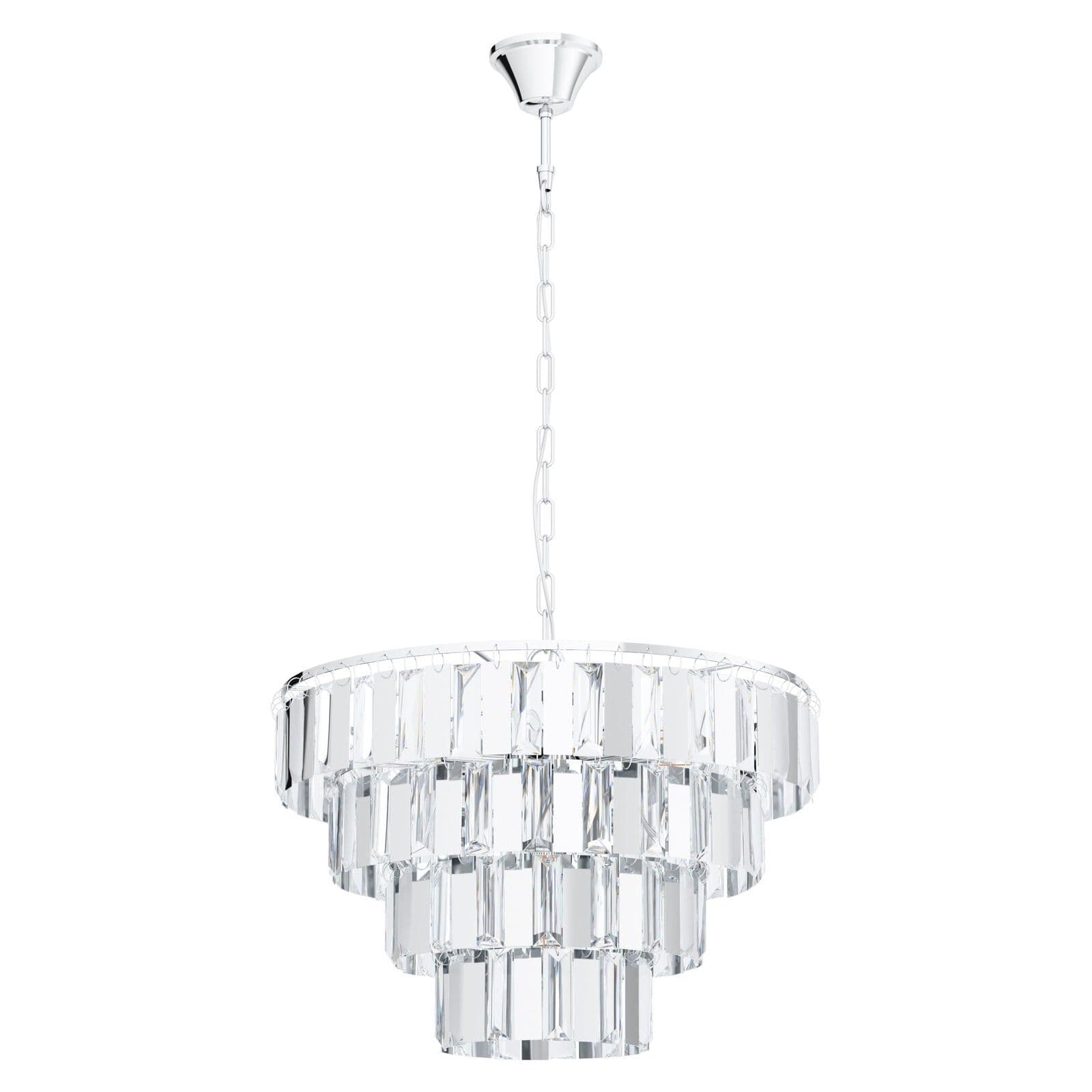 Pendant Ceiling Light Chrome Shade Clear Crystal Bulb E14 7x40W