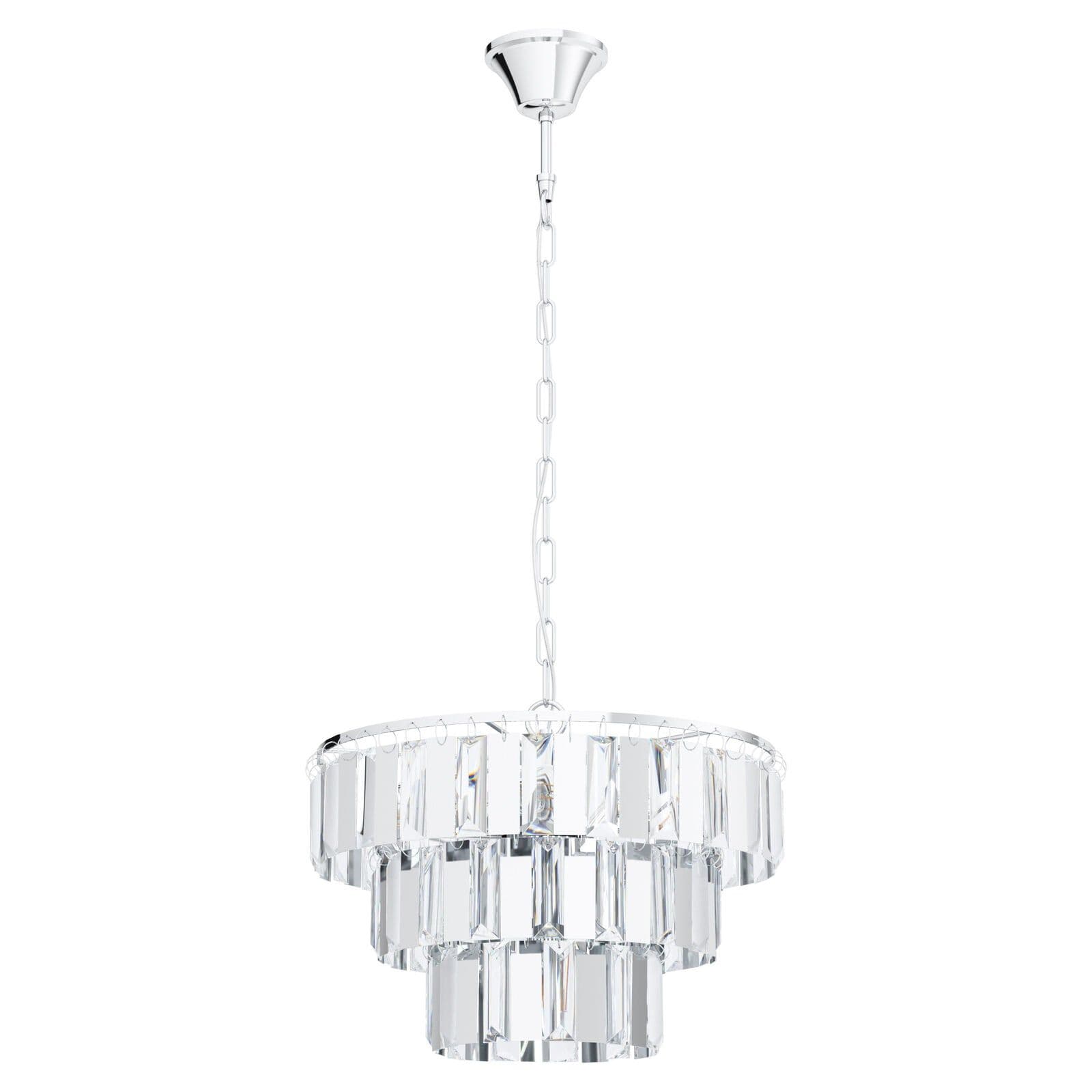 Pendant Ceiling Light Chrome Shade Clear Crystal Bulb E14 5x40W