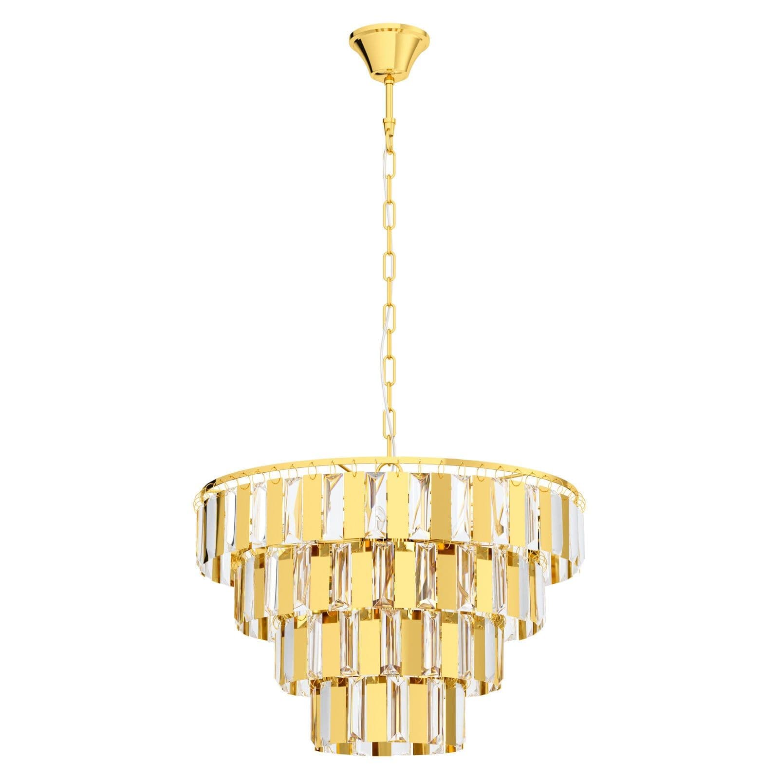 Pendant Ceiling Light Brass Tiered Clear Crystals Bulb E14 7x40W