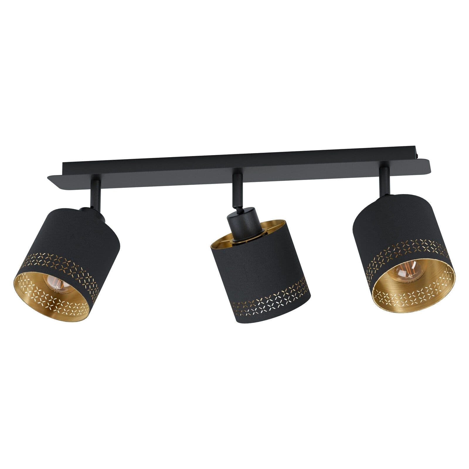 Flush Ceiling Light Shade Gold Fabric Bulb E27 3x28W
