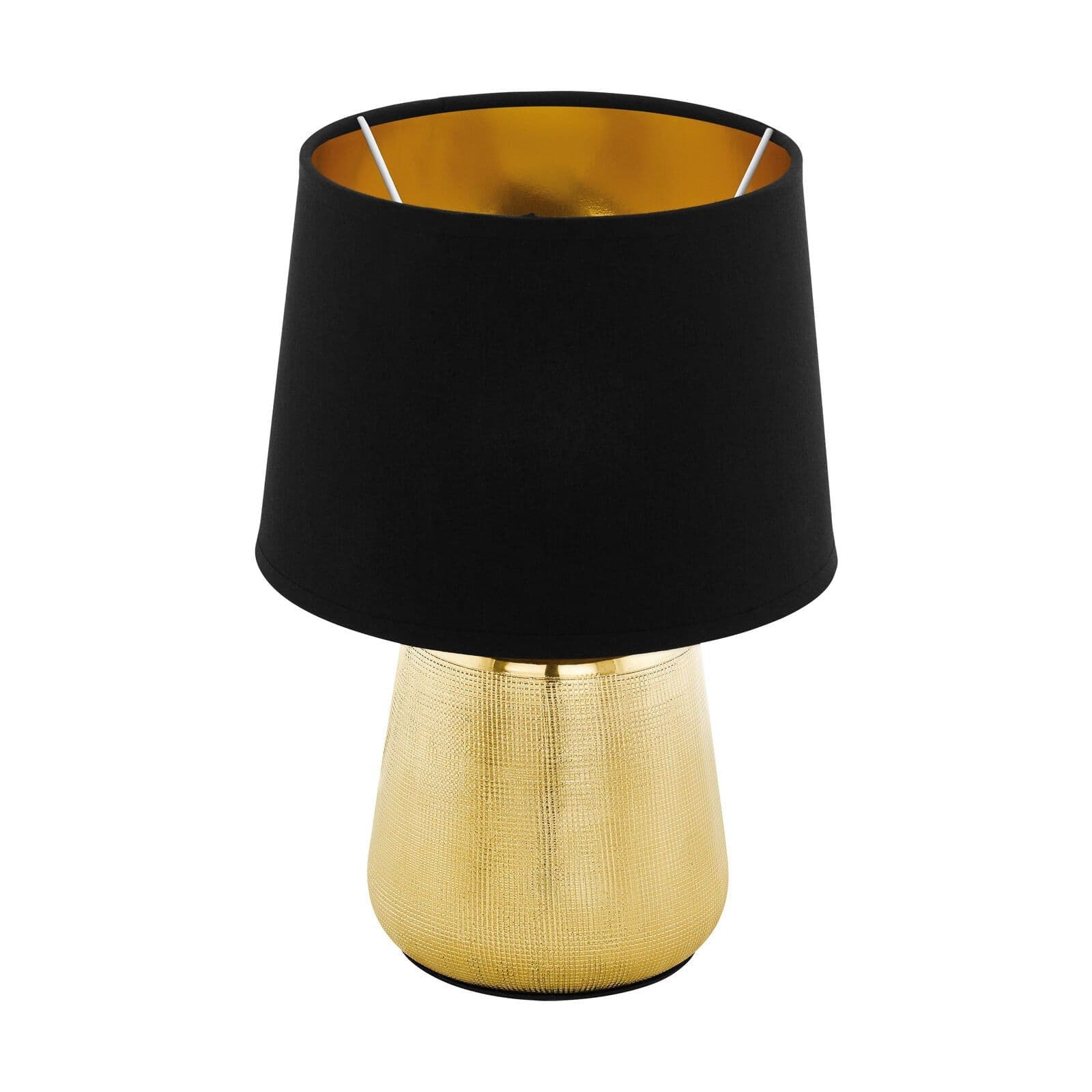 Table Lamp Gold Coloured Shade Gold Fabric Bulb E14 1x40W