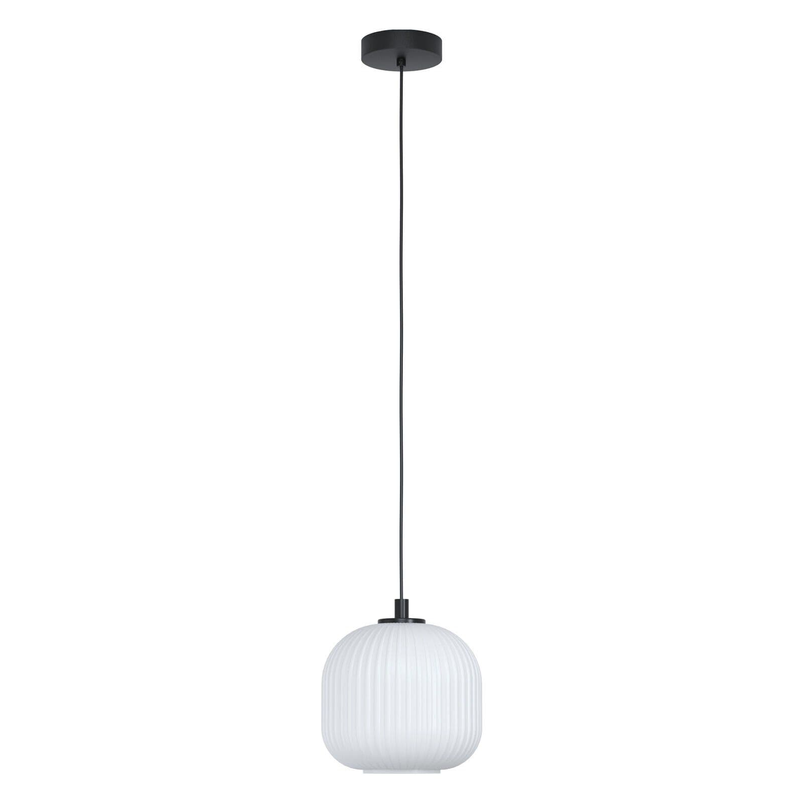 Pendant Ceiling Light Shade White Ridged Glass Bulb E27 1x40W