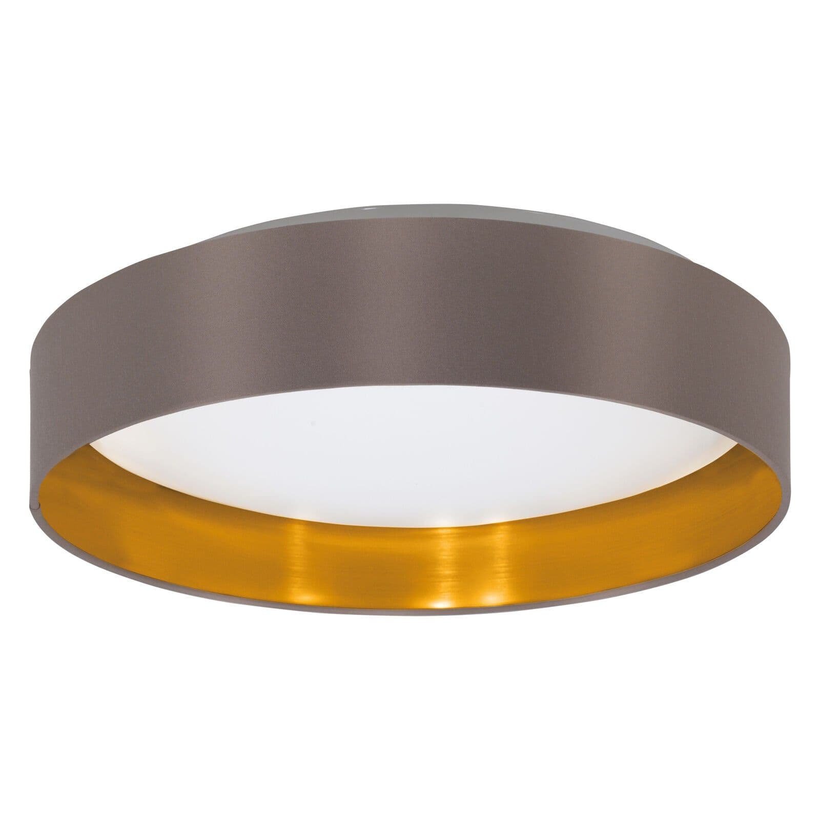 Flush Ceiling Light Shade Cappuccino Gold Fabric Bulb LED 24W