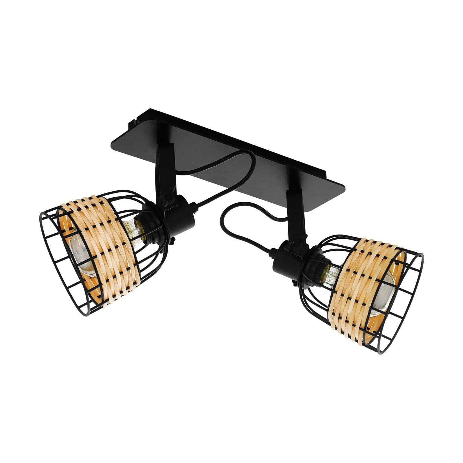Adjustable 2 Bulb Ceiling Spotlight Wicker Shade 40W E27 Kitchen Island