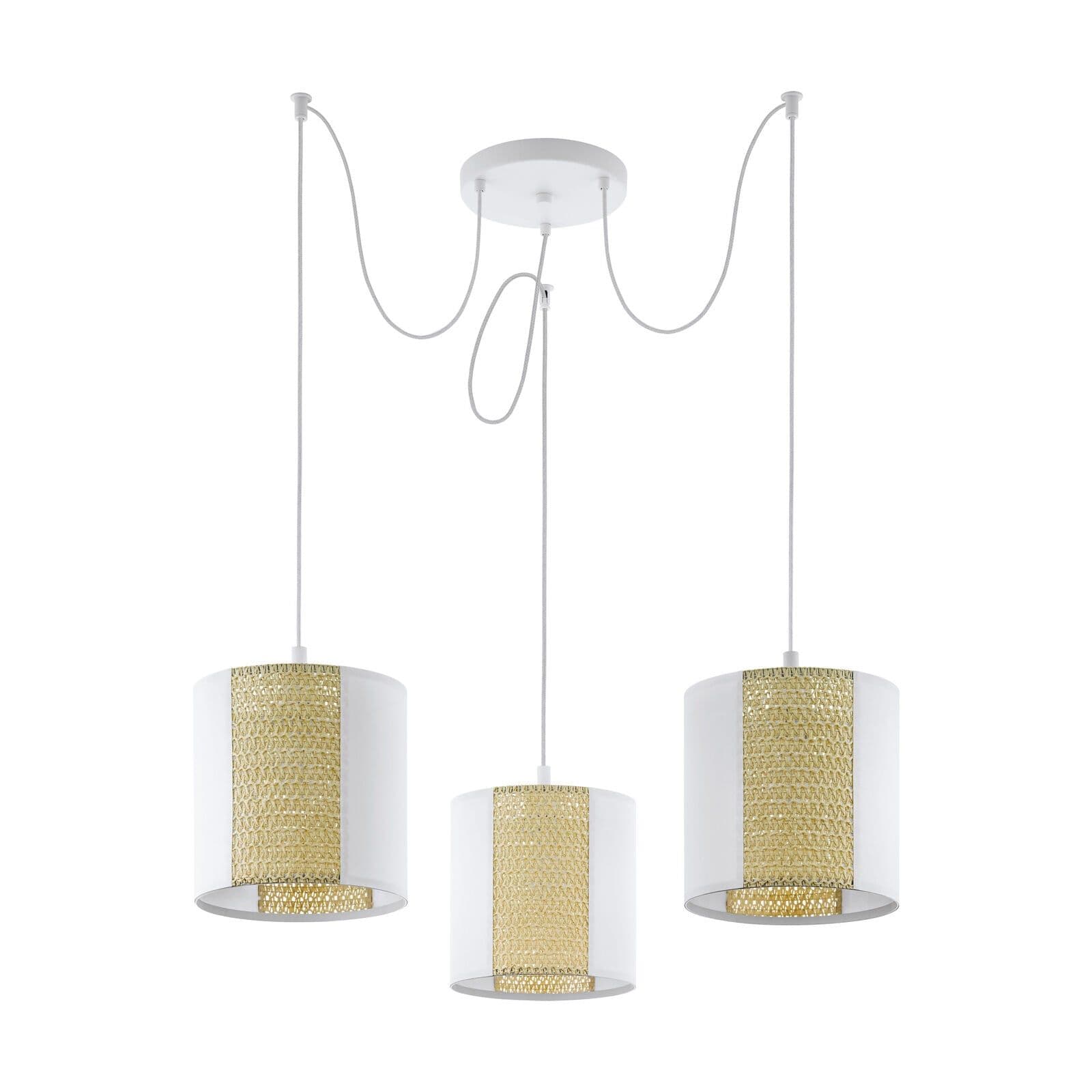 Hanging Ceiling Pendant Light Seagrass 3x 40W E27 Adjustable Feature Lamp