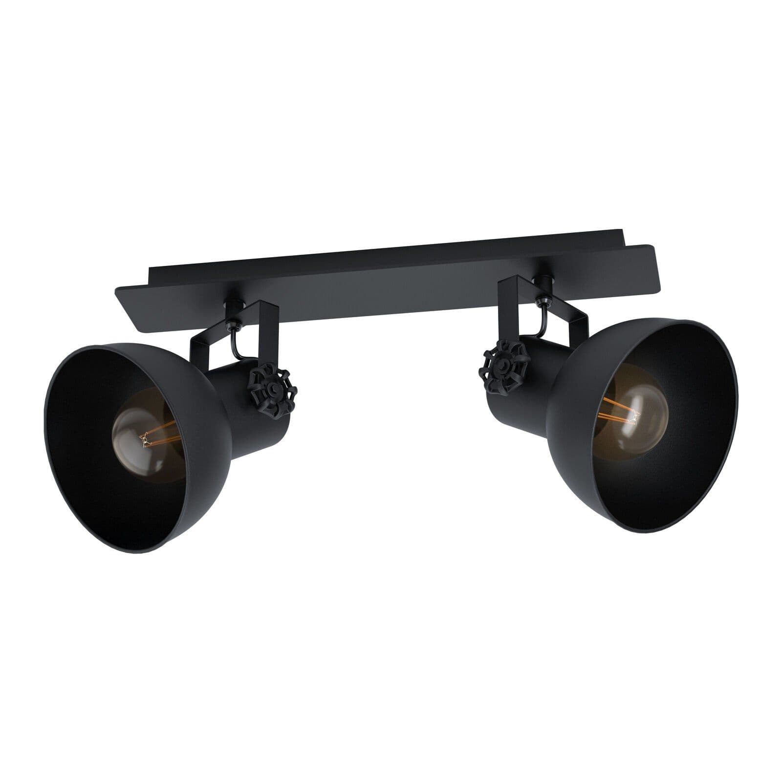 Adjustable 2 Bulb Ceiling Spotlight Industrial Steel Shade 40W E27