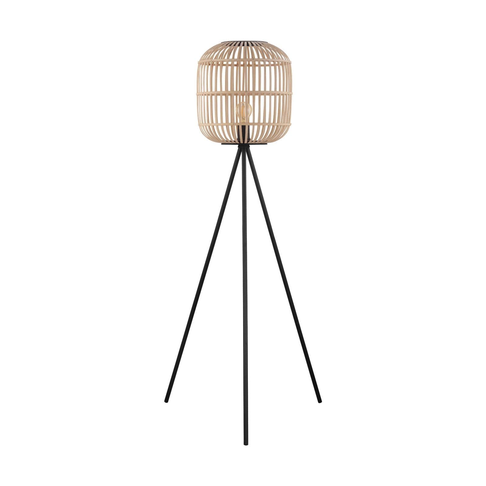 Tripod Floor Lamp Light & Wicker 1 x 28W E27 Bulb Tall Living Room